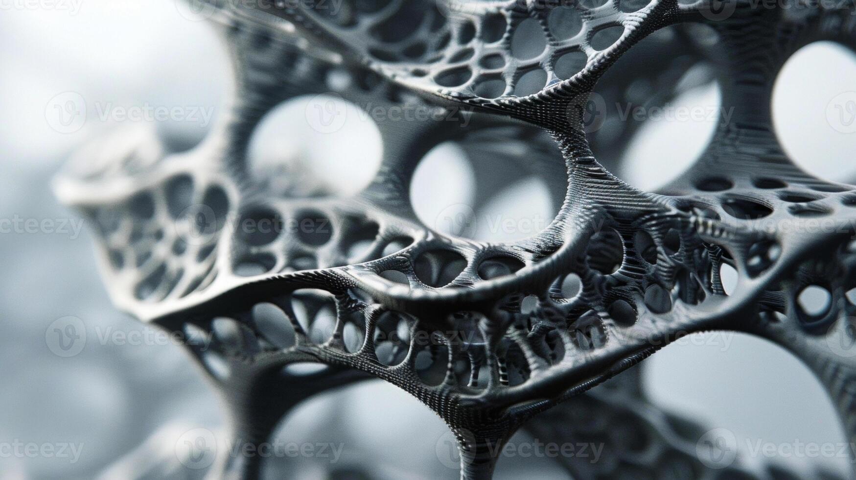 An extreme closeup of a 3Dprinted object shows the intricate layers and details created by the fusion of unique materials and hightech printing technology. Each layer add photo