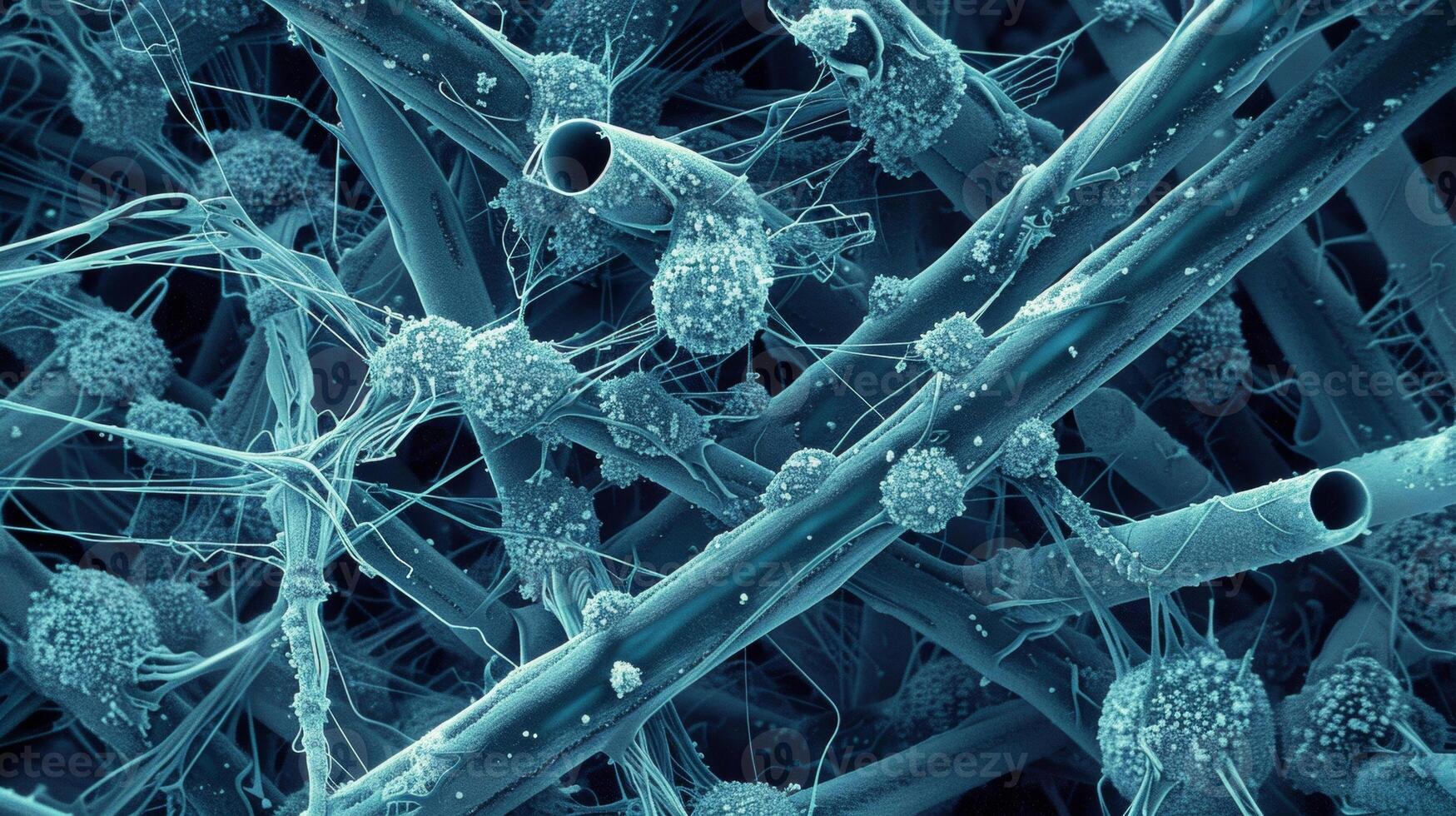 A scanning electron microscope shows a high magnification image of tiny carbon nanotubes which are being used in environmental remediation to remove pollutants from contaminate photo
