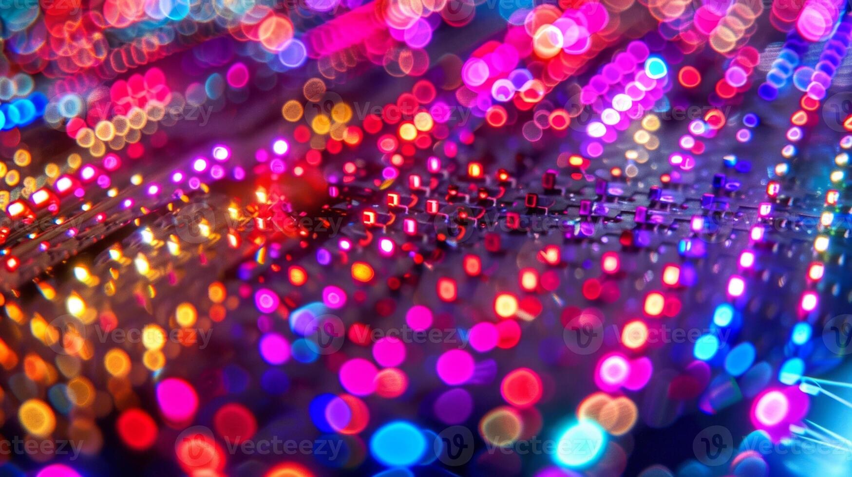 A magnified image of a microLED array a type of nanoelectronic display technology. Each individual LED emits a specific color of light allowing for vibrant and highresolutio photo