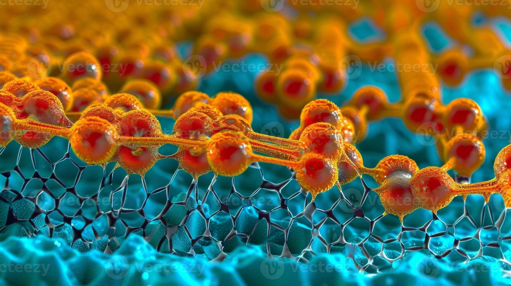 A microscopic view of a graphene surface with individual carbon atoms visible. Through precisely controlled doping and functionalization such surfaces can be tuned to hav photo