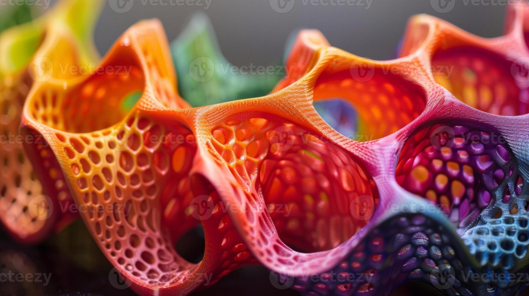 A detail shot of a multicolored highresolution 3D printed model. This innovative material allows for printing in multiple colors simultaneously making it possible to creat photo