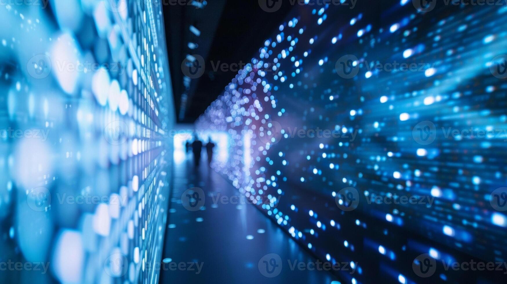 Inside a museum a room is dedicated to a projection mapping installation transporting visitors through time and space with the use of striking visuals and immersive audio photo
