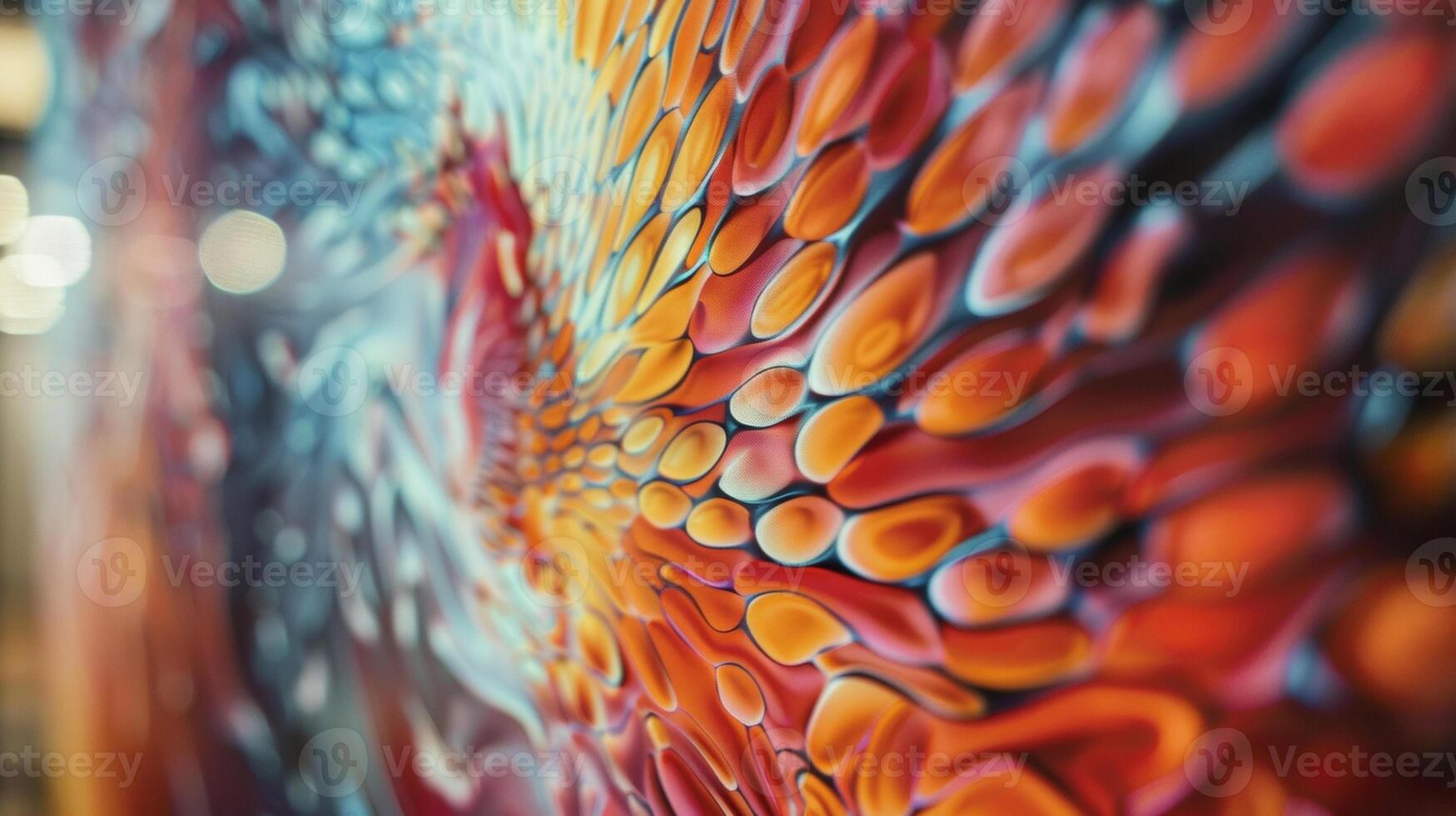 A detailed look at a screen of eink displaying a captivating swirl of colors and shapes as it reacts to the movement of light in the room photo