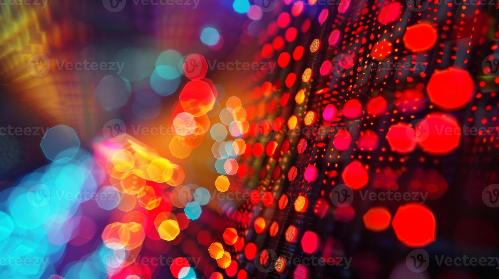 A detailed photograph of a prototype display screen made up of thousands of tiny quantum dots. Despite its small size the screen produces a sharp and vibrant image withou photo