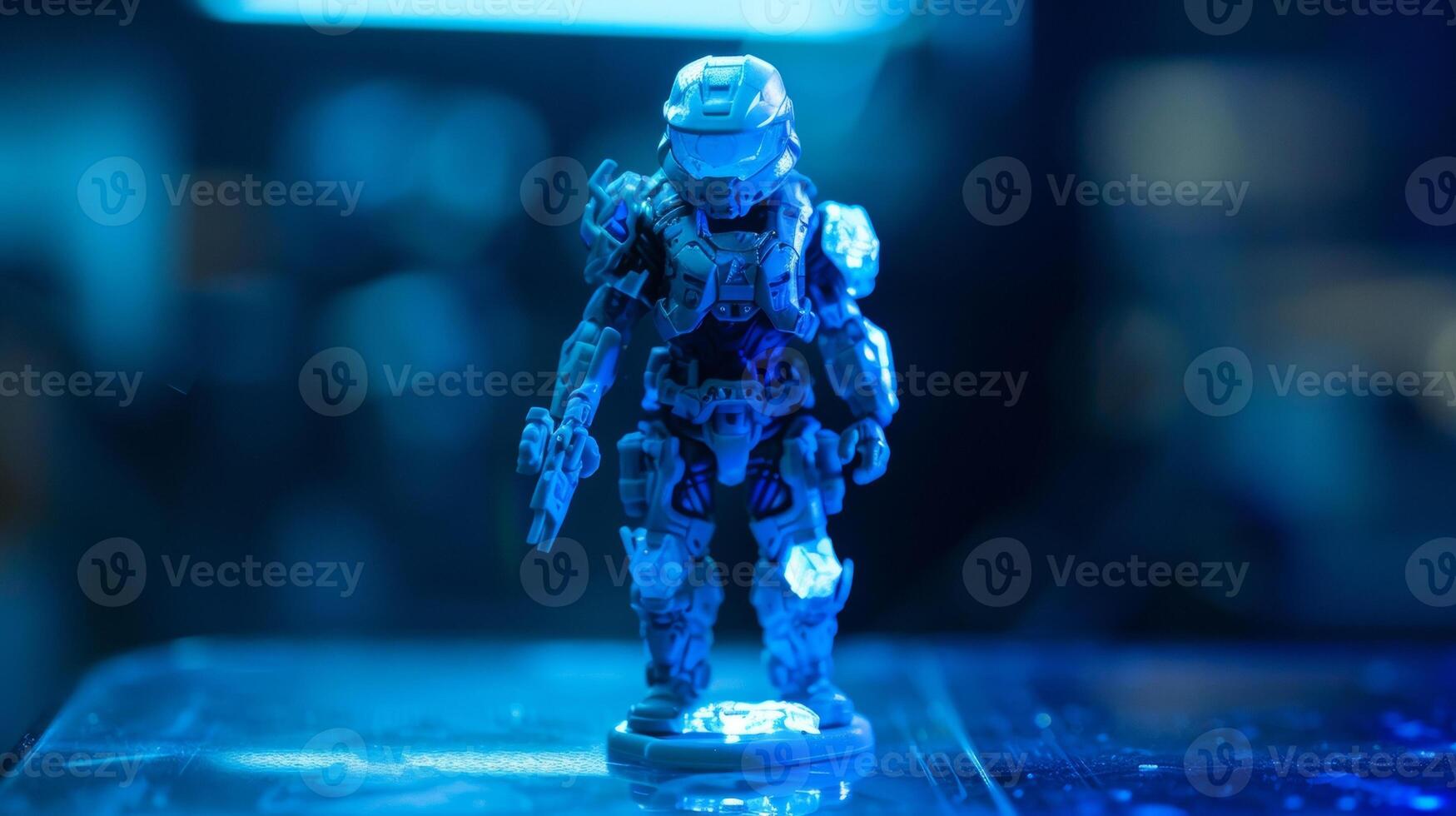 A detailed shot of a small figurine coated in photoluminescent pigment highlighting the precise and even application of the pigment on the toys surface photo