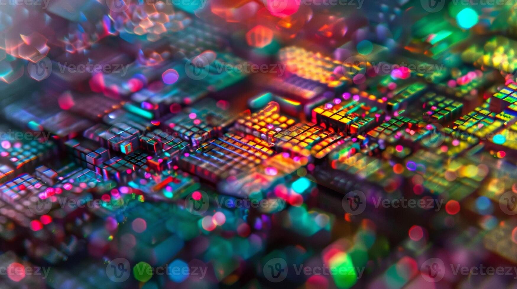 A finely magnified image of a single pixel on the smart glass panel with the electrical current visibly passing through it. Each pixel on the panel is individually controlle photo