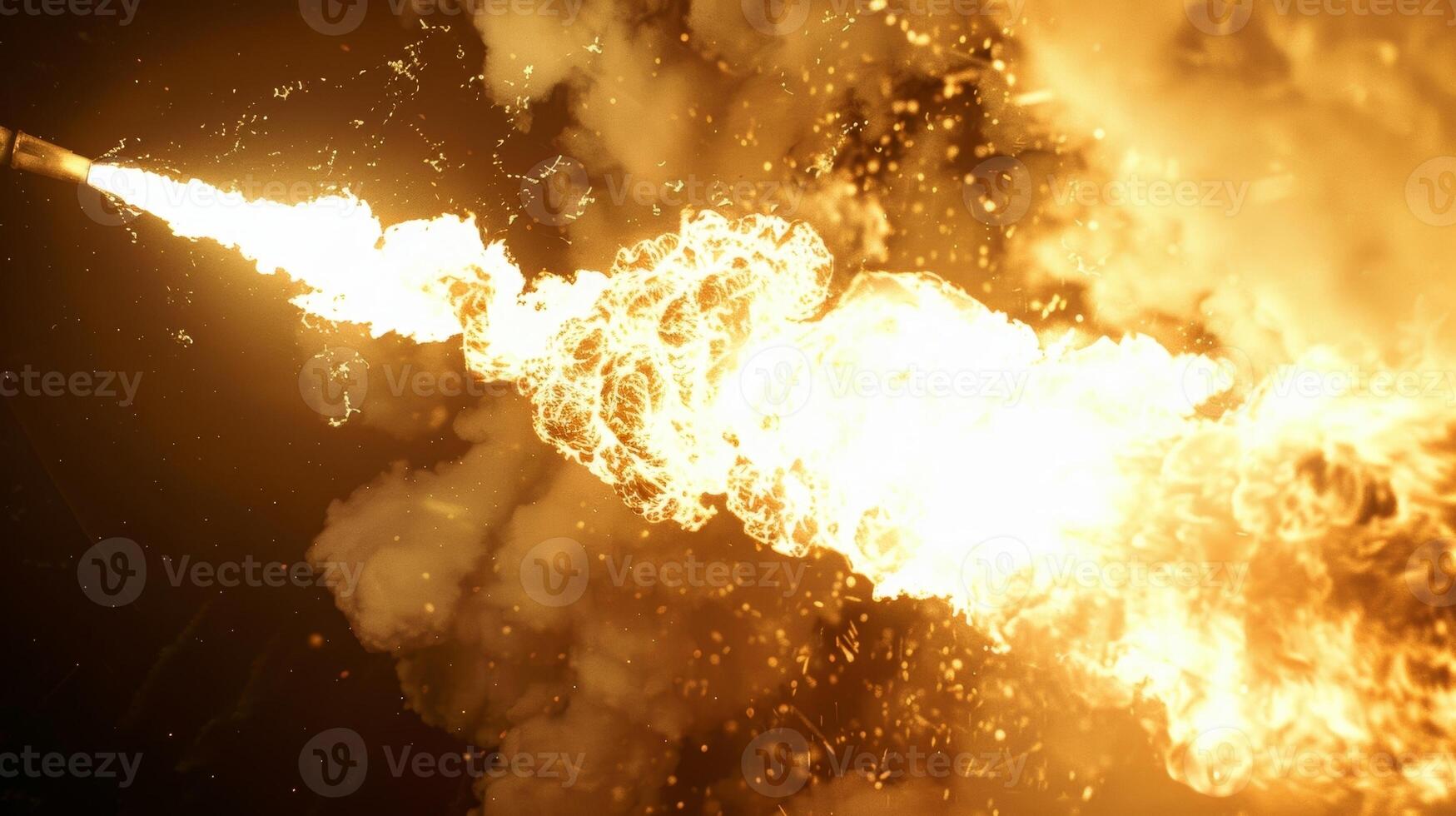 An upclose view of a ane flare burning off excess captured gas photo