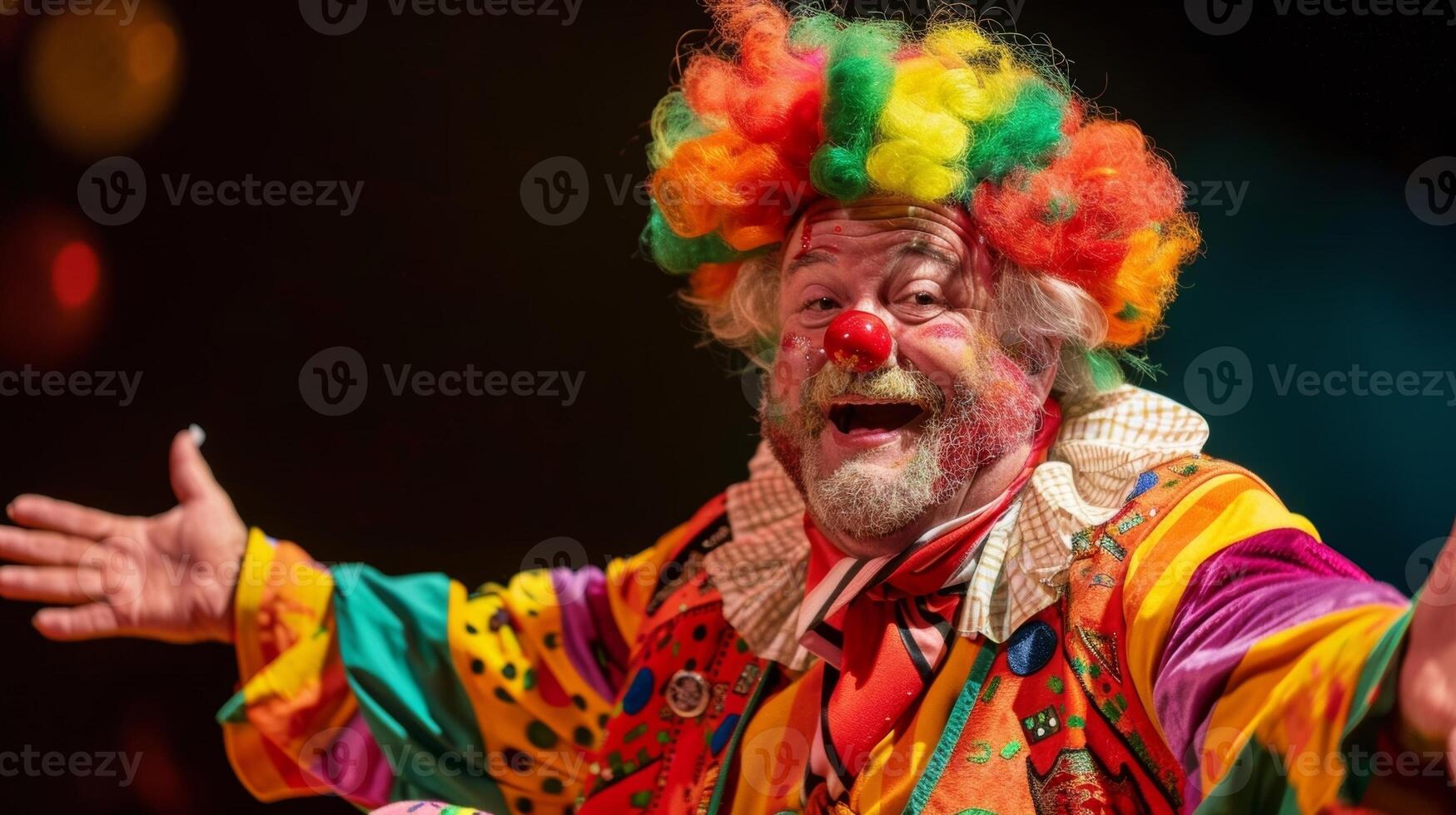 Bright and vibrant costumes paired with comedic gestures and stunts make for a visually stunning and hysterical performance at the rodeo clown comedy tour photo
