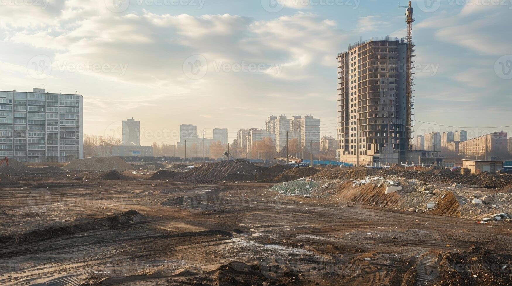 el ciudades constantemente evolucionando paisaje capturado desde el mismo Mancha en el construcción sitio terminado el años foto