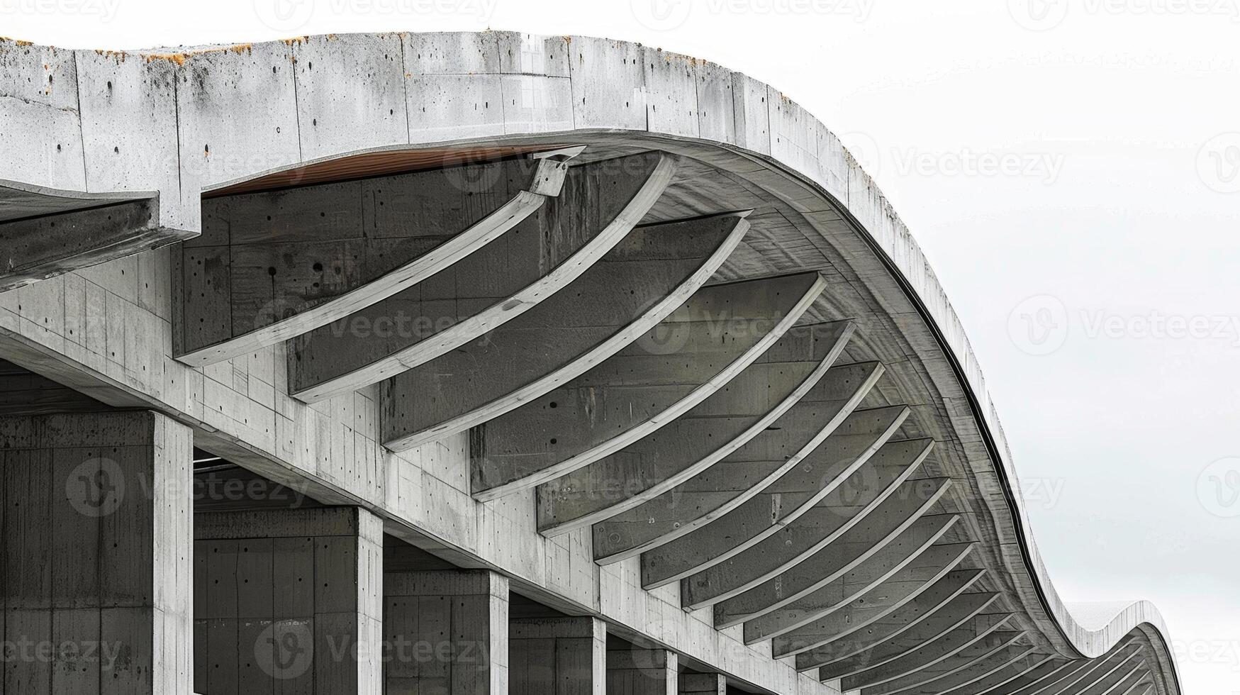 Curved formwork lines create a unique pattern for a concrete roof adding interest and texture to a modern building design photo