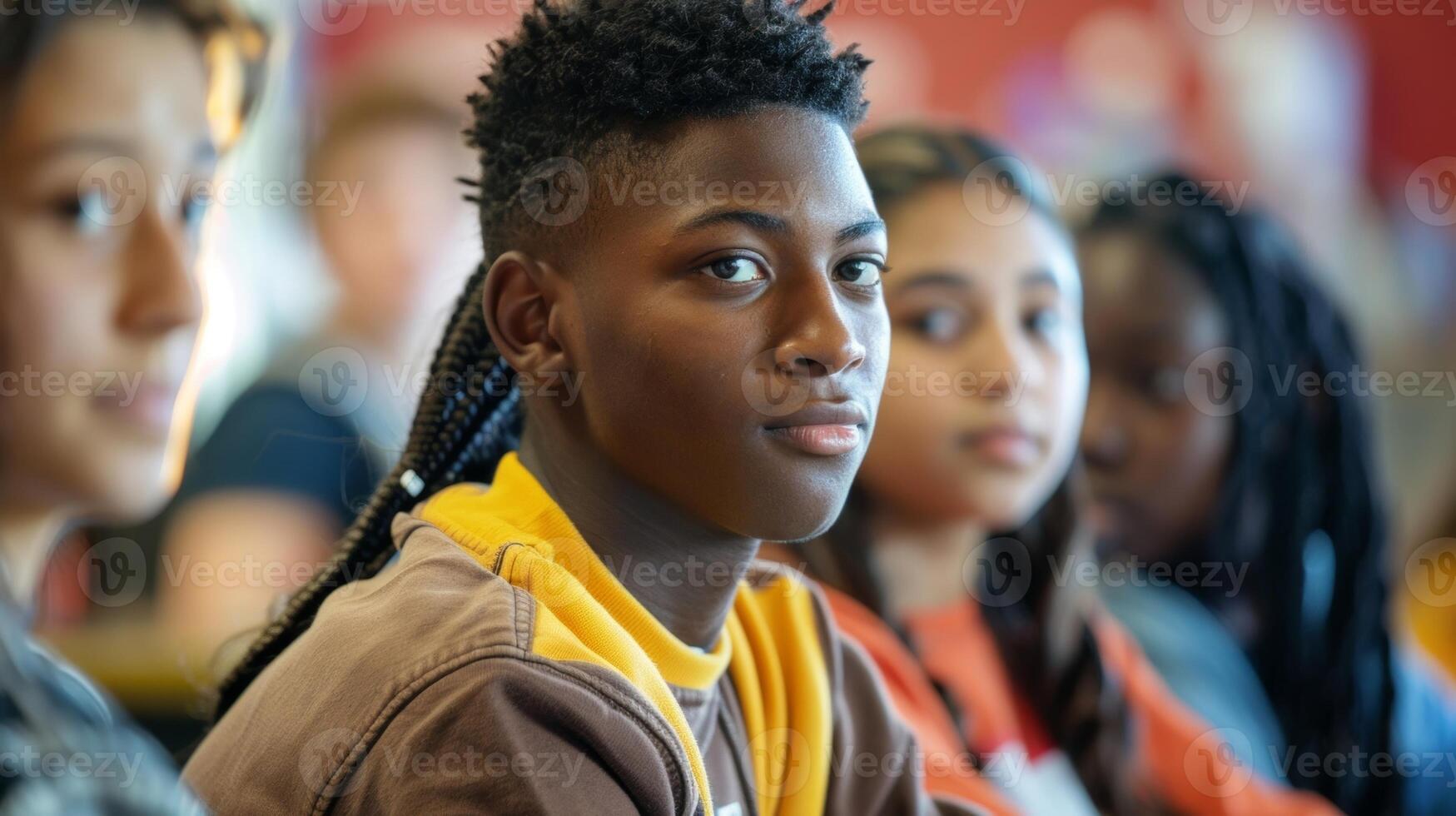 A group of teenagers participate in a leadership training program at the community center learning skills that will benefit their future involvement in the project photo