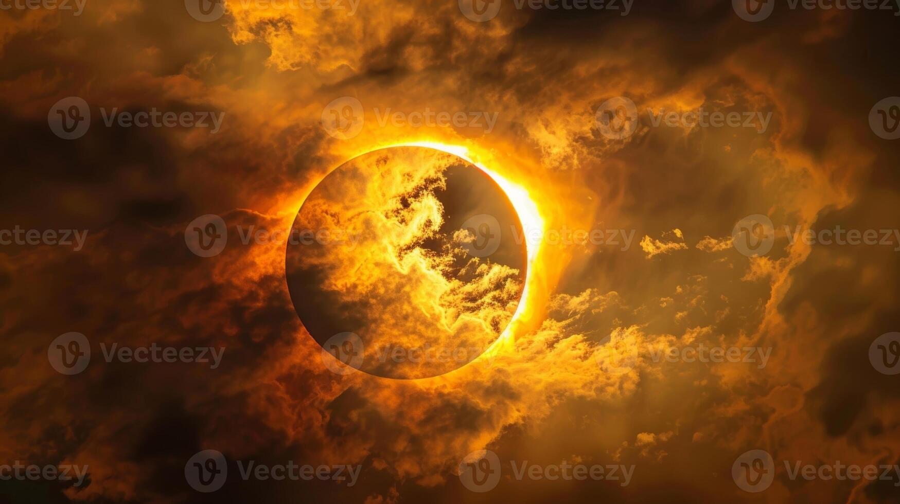 A striking image of the partially eclipsed sun behind wispy clouds creating a stunning visual effect during a solar eclipse photo