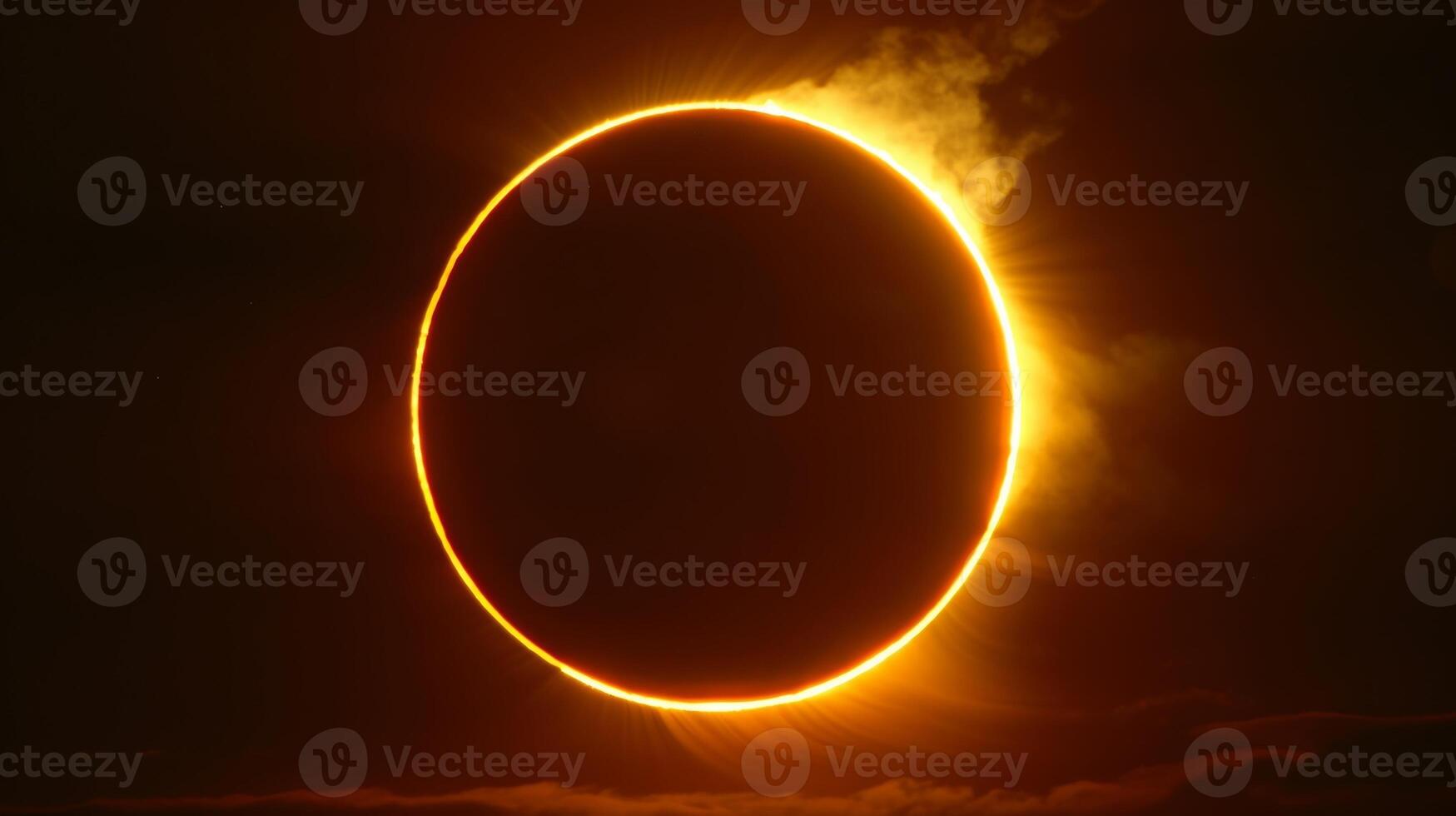 The bright and fiery ring of the sun during a partial Ring of Fire solar eclipse photo
