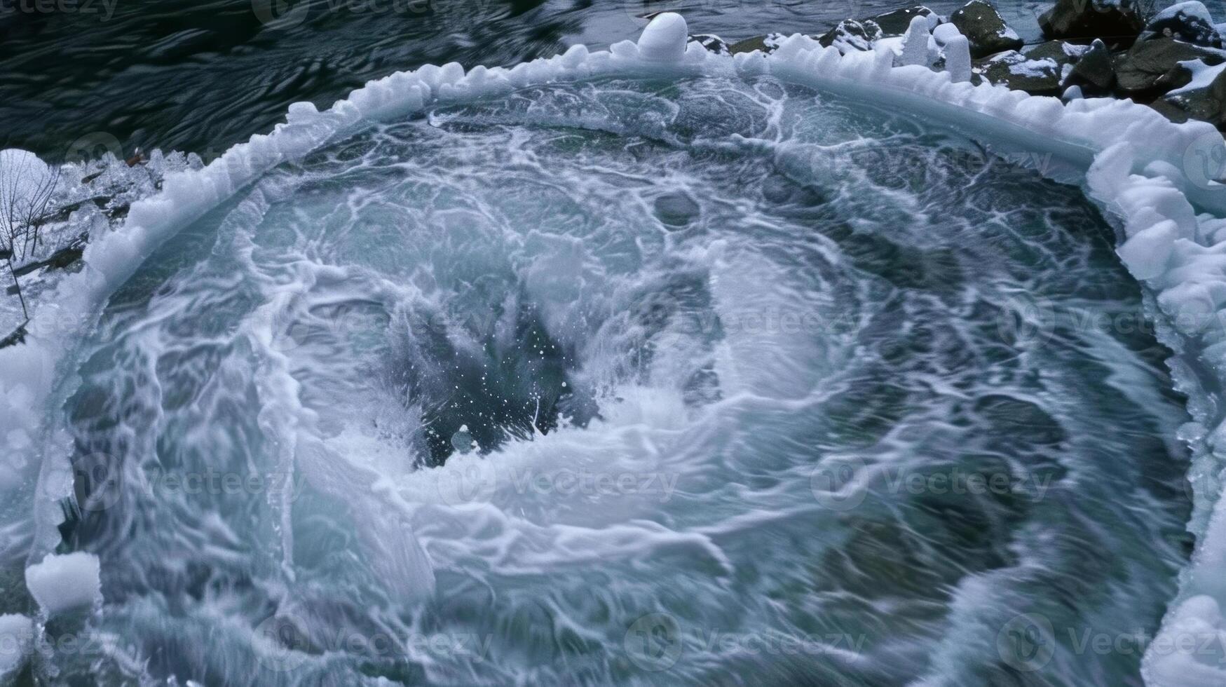Timelapse footage of ice disks rotating and colliding in a river creating a symphony of sound photo