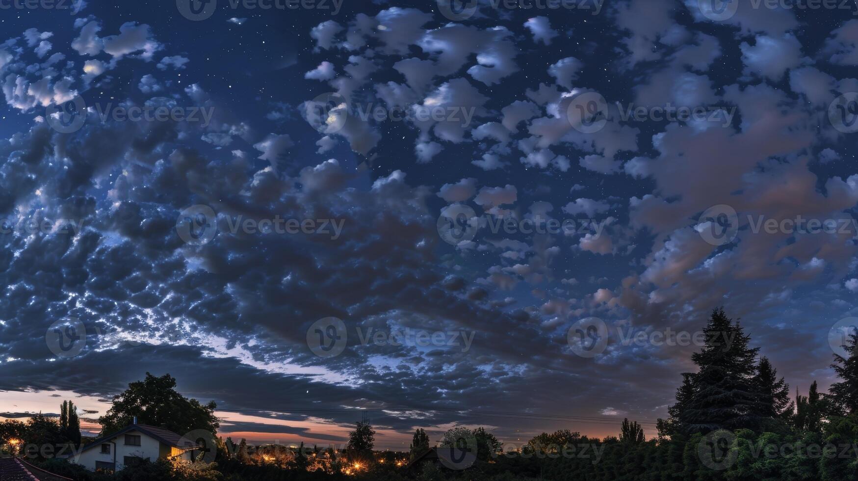 A mysterious and enchanting view of the night shining clouds hinting at the secrets of the evening sky photo