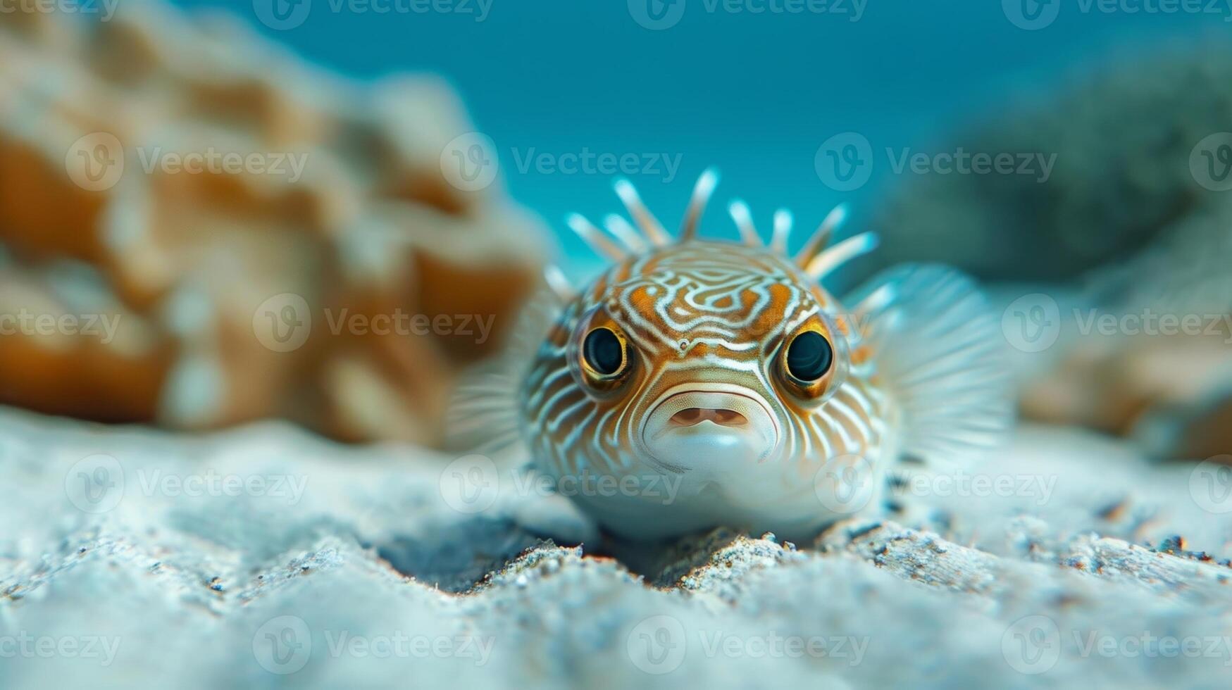 Beneath the surface the sandy ocean floor becomes a maze of lines and shapes orchestrated by pufferfish photo