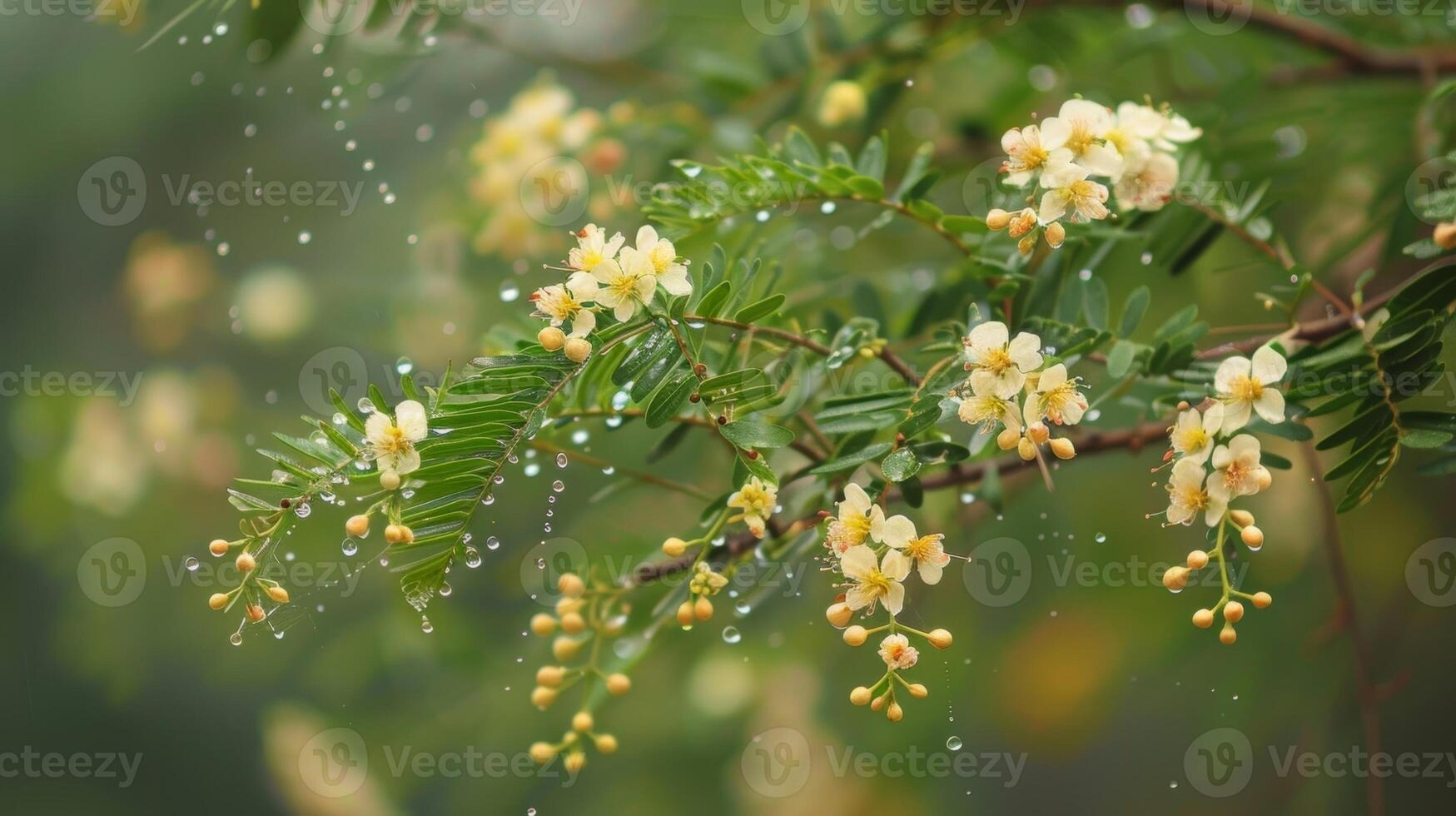 Even the liest of plants the t acacia is adorned with small white flowers after the rainfall photo