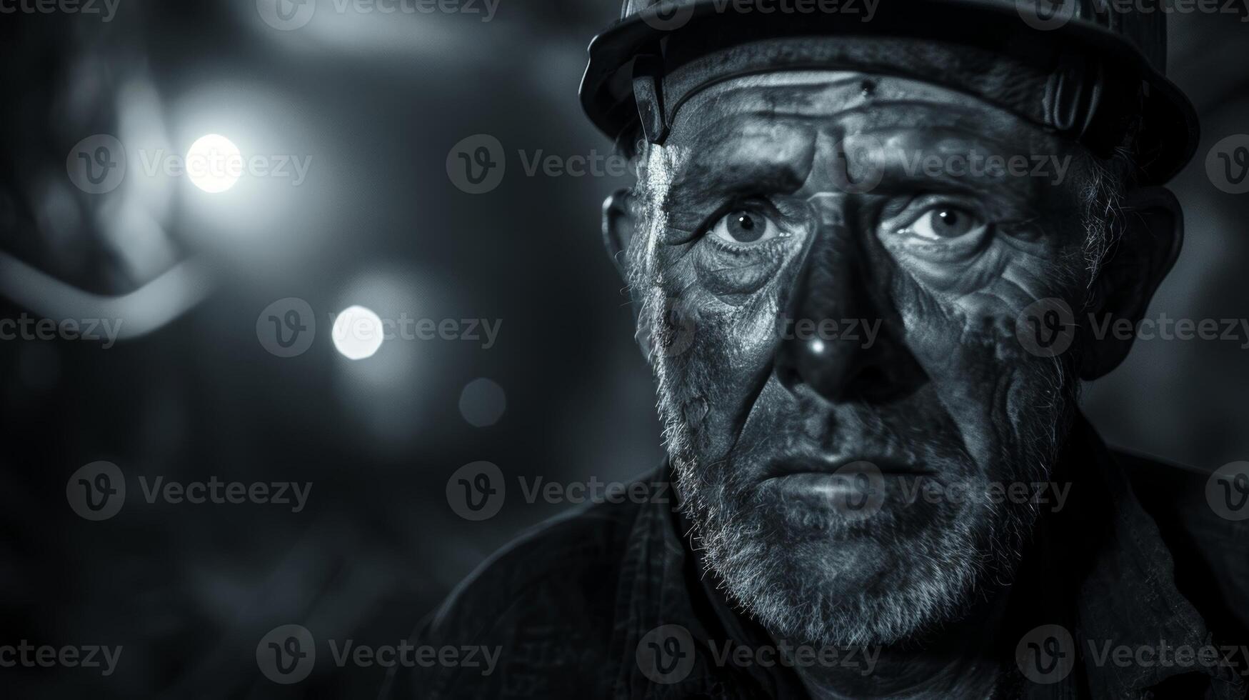 Despite the tough and challenging work the coal miner presses on his headlamp a vital tool in this hazardous environment photo