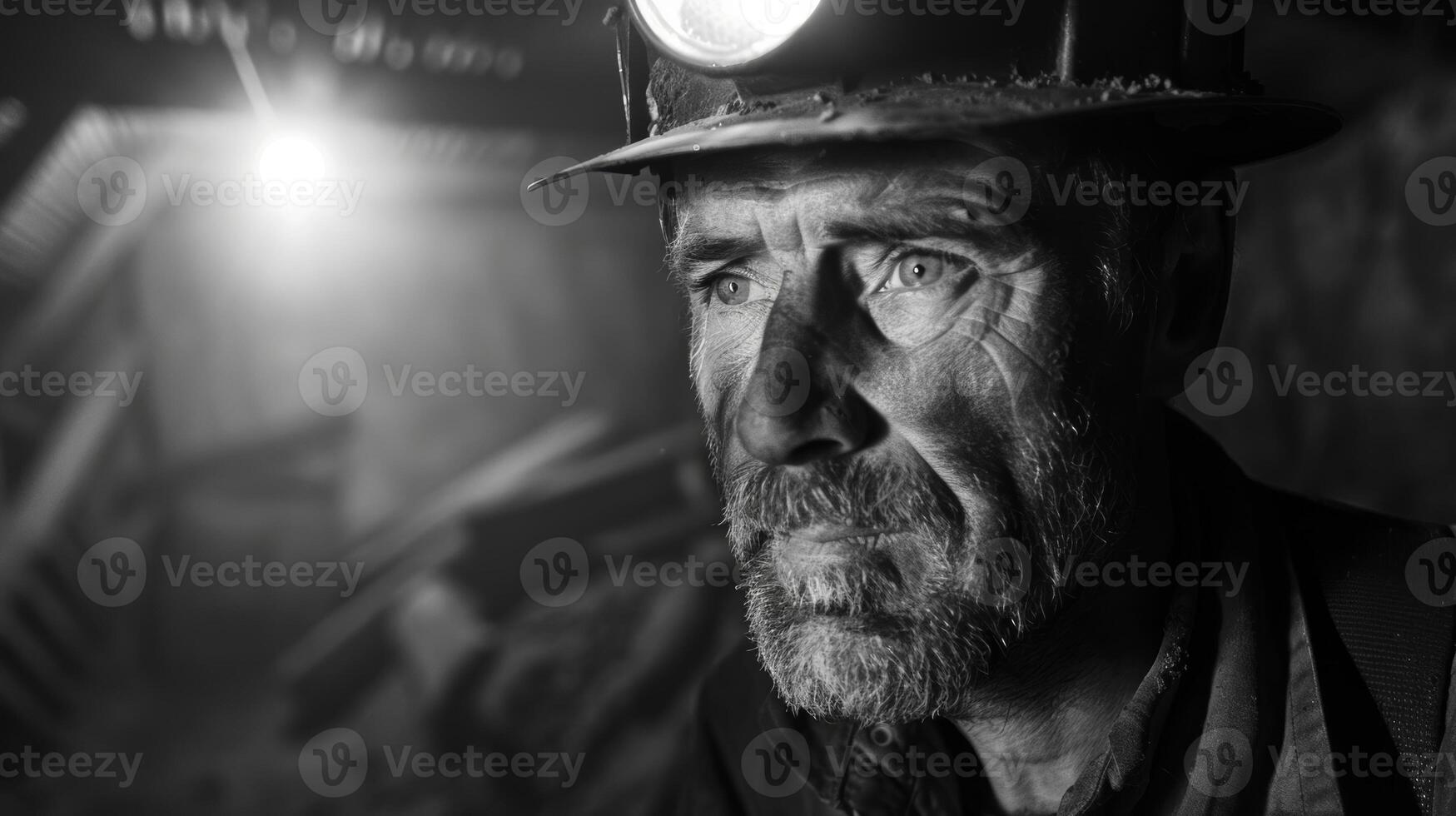 With his headlamp sped securely to his hardhat the coal miner is ready to take on the tough and physically demanding job photo