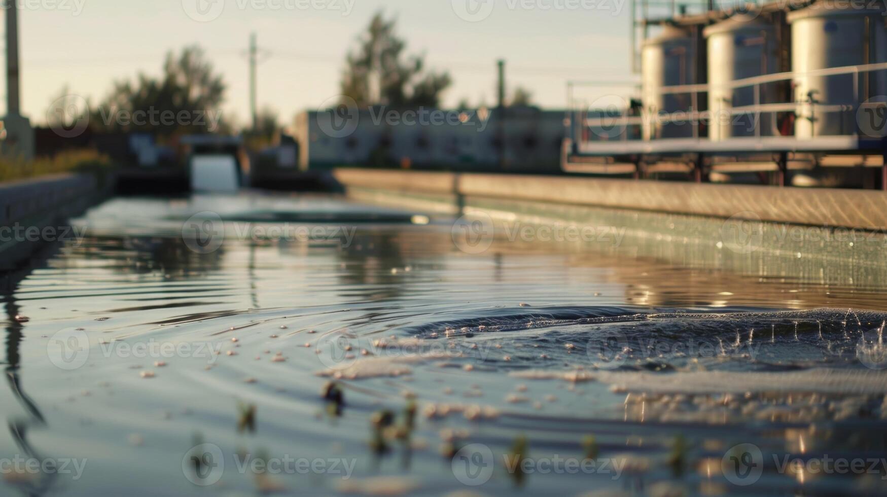 The facilitys wastewater treatment plant sits off to the side filtering and decontaminating the water used in the recycling process photo
