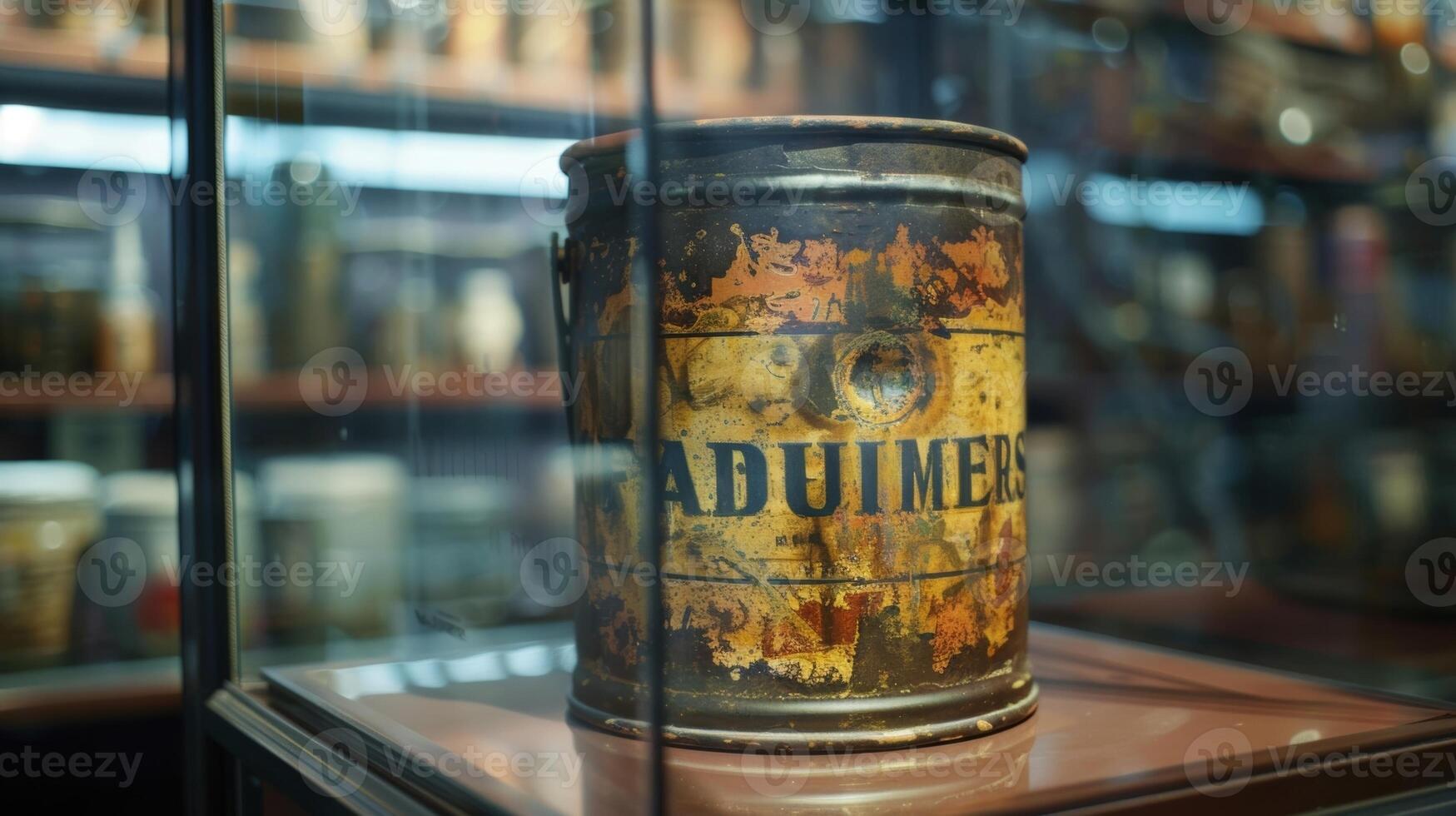 Housed in a glass case in a museum the oil can is a reminder of the ingenuity of past generations photo