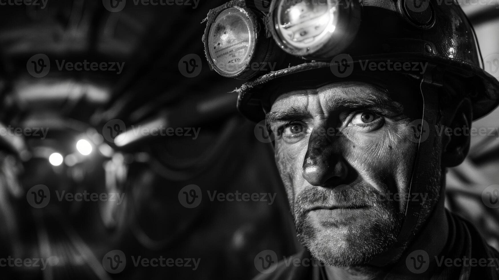 The coal miners headlamp is a constant and reliable companion helping him navigate the treacherous underground terrain photo