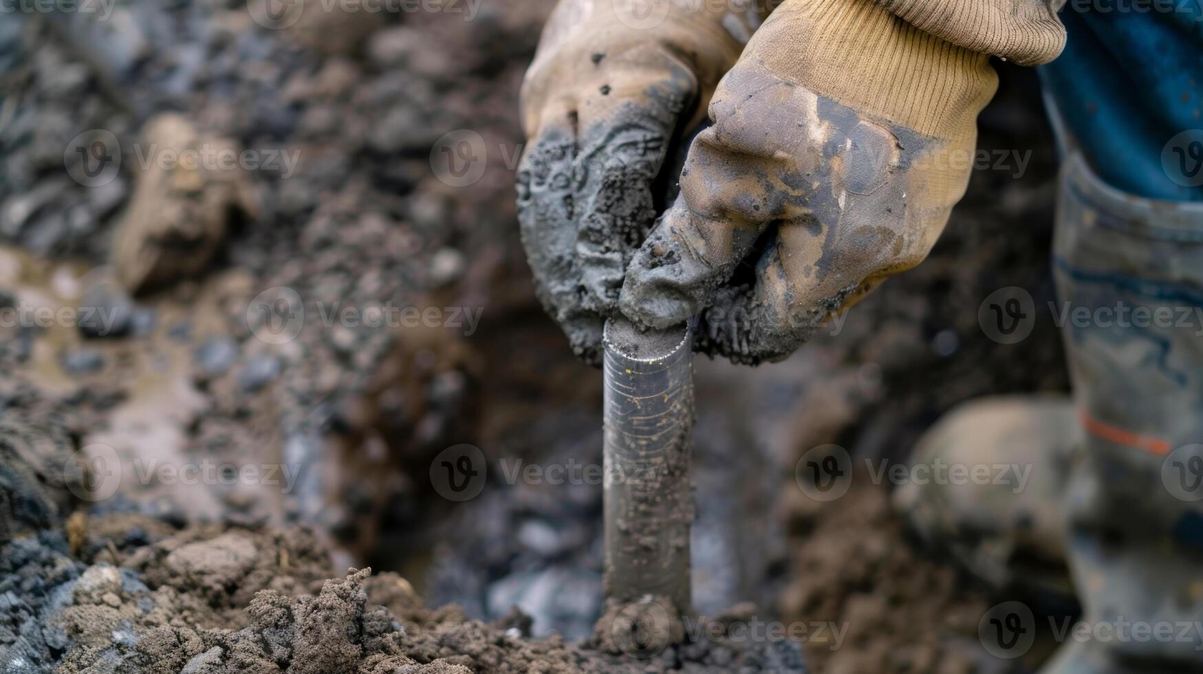 A team of scientists examining drill core samples that reveal potential fossil fuel deposits beneath the surface photo