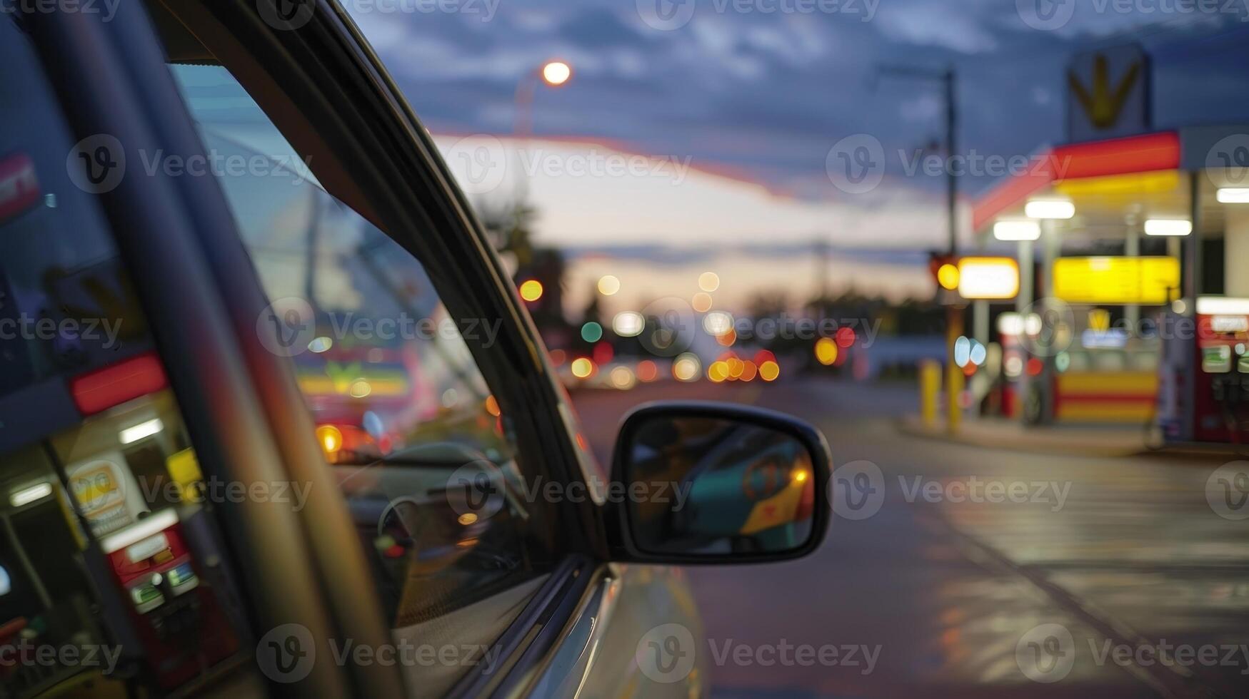 As a driver waits at a stoplight they use their cars AR capabilities to display nearby gas prices and directions to the nearest station photo
