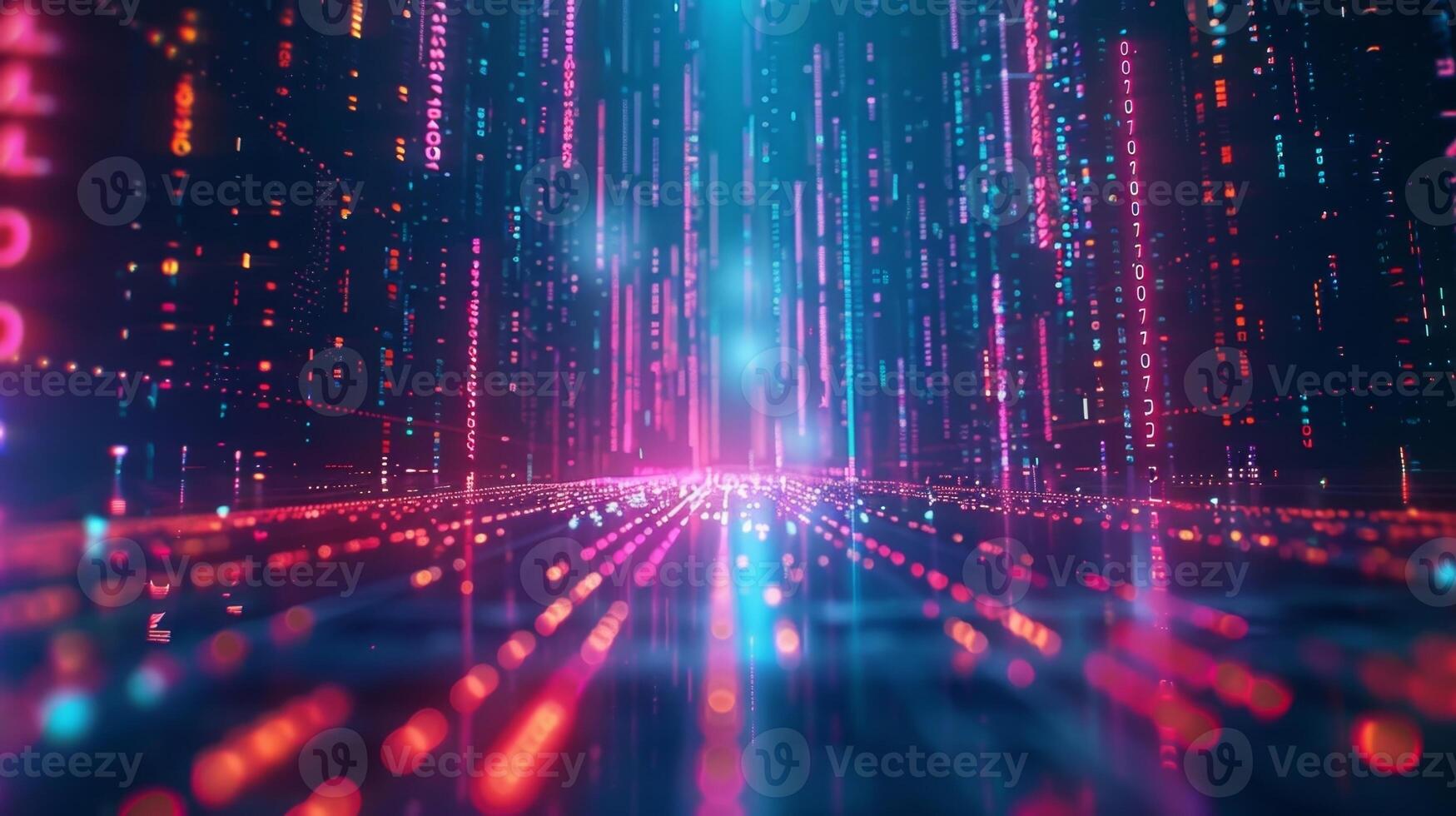 A digital wallet overflowing with endless streams of 0s and 1s symbolizing how data is the new form of wealth photo