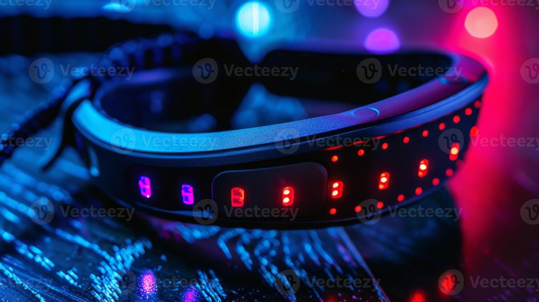 A series of pulsing lights on a workout headband that change color and intensity based on the users heart rate making it easy to track their progress in realtime photo