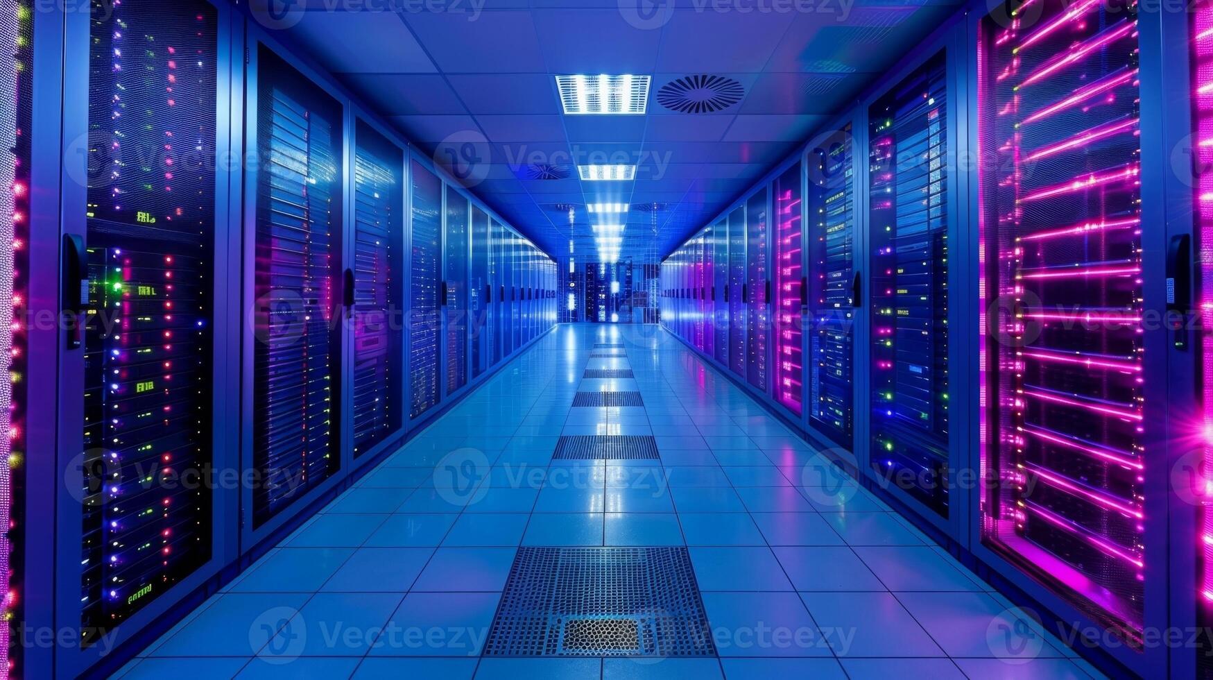 A hightech factory where powerful supercomputers and an army of advanced data processing machines work together to produce and distribute information photo