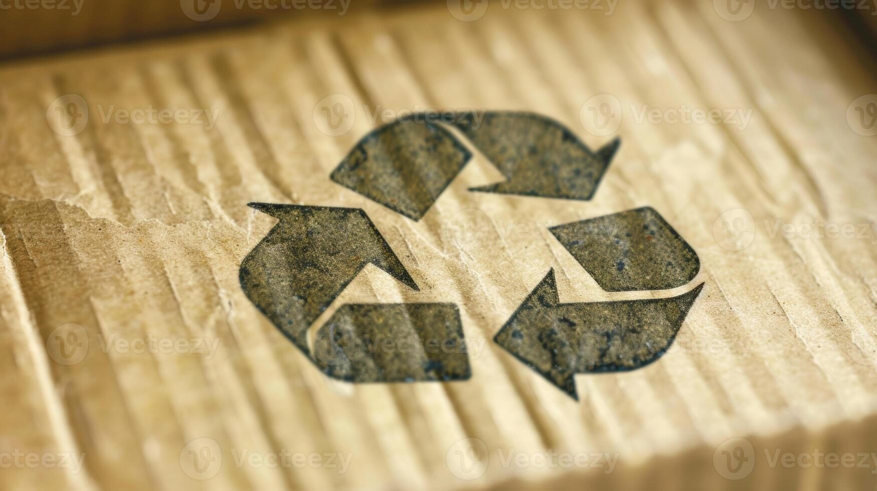 A recycling symbol stamped onto the corner of a shipping box signaling its environmentallyfriendly packaging photo