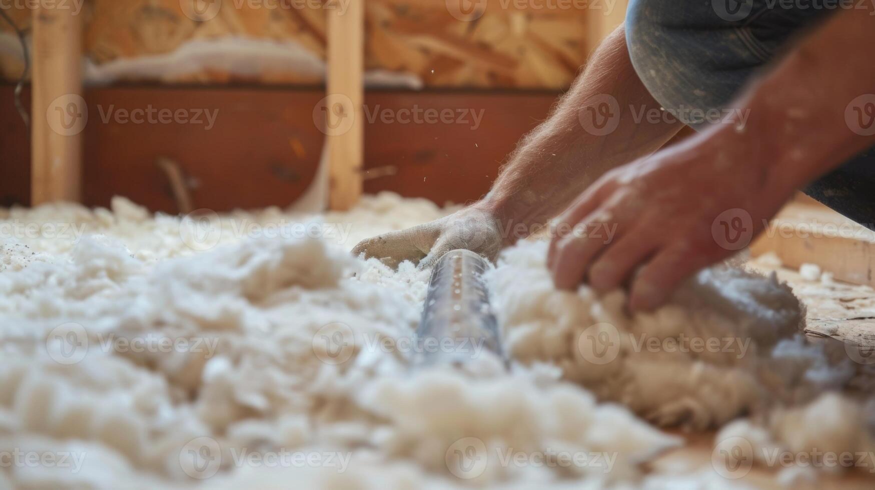 A DIY enthusiast working on installing recycled cotton insulation a costeffective and green solution for home insulation photo