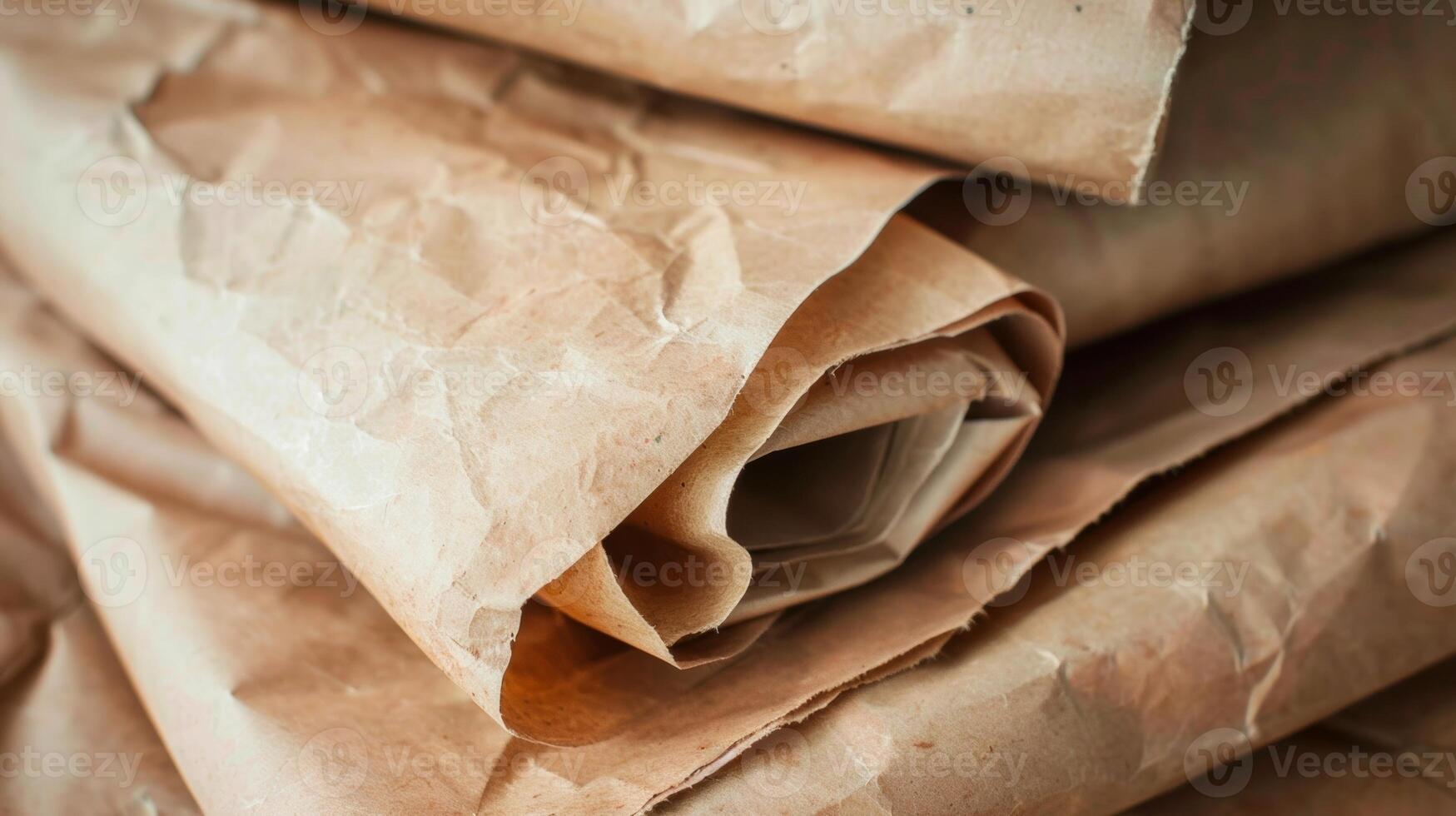 A roll of brown recycled paper bags perfect for carrying groceries or lunch photo