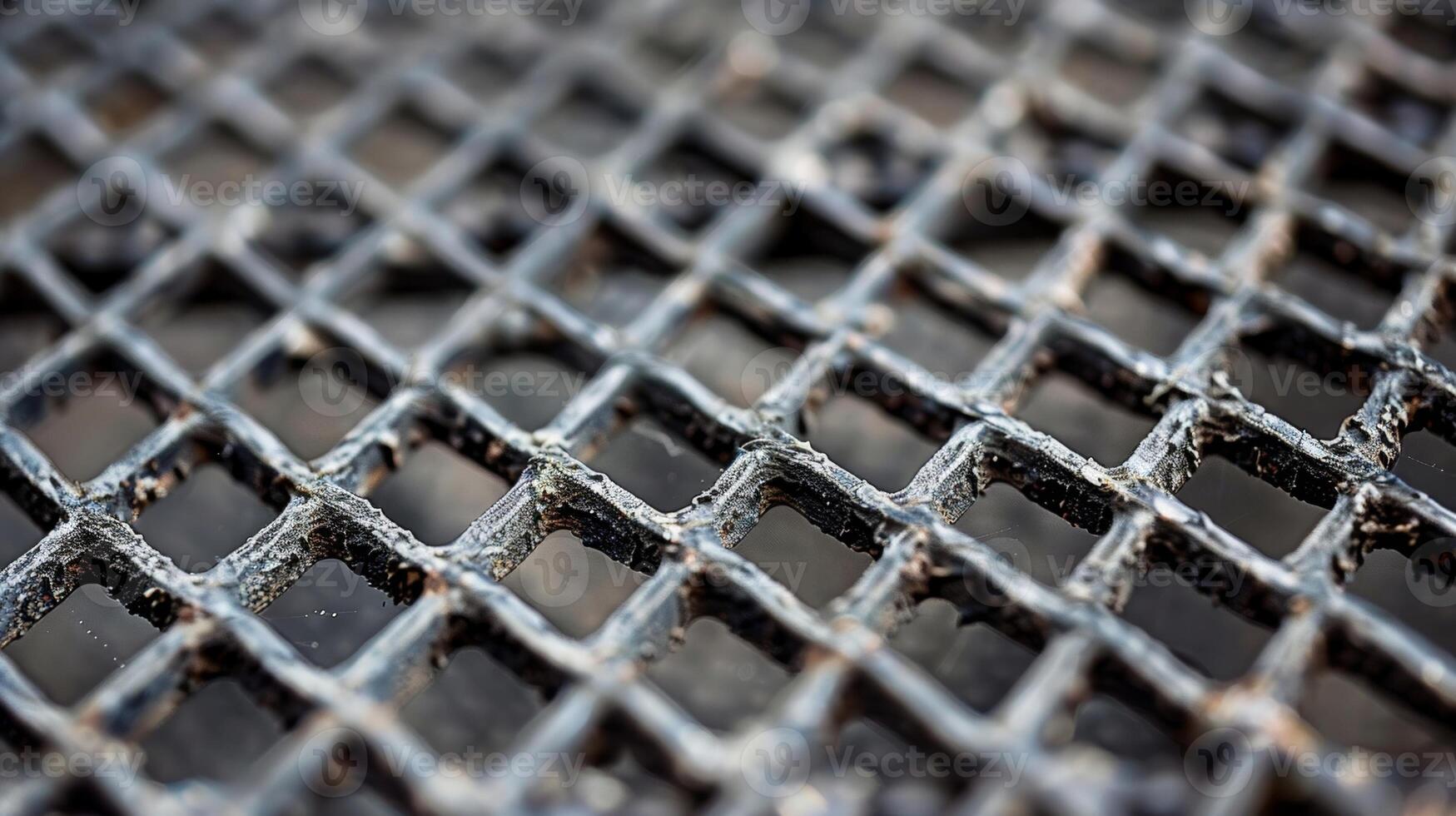 A closeup of a tightly woven metal mesh with small gaps between the wires creating a delicate and almost lacelike appearance photo