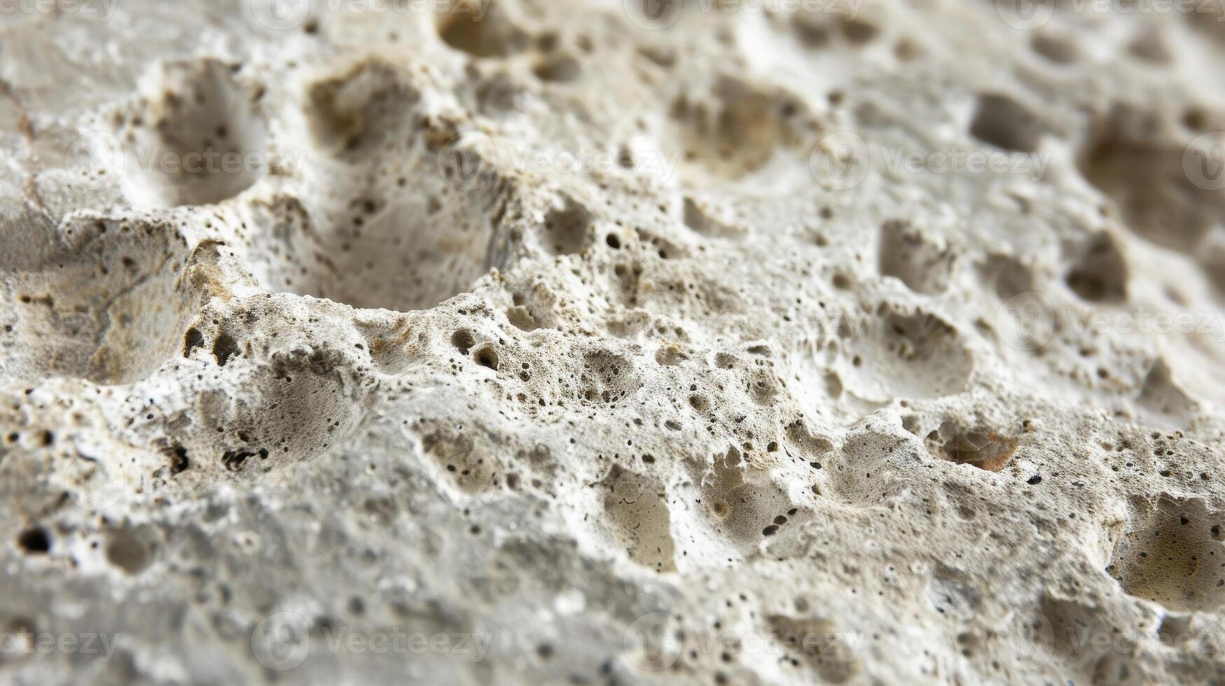 Zoomedin image showcasing a network of small pores on a porous pumice stone with a matte and powdery appearance photo