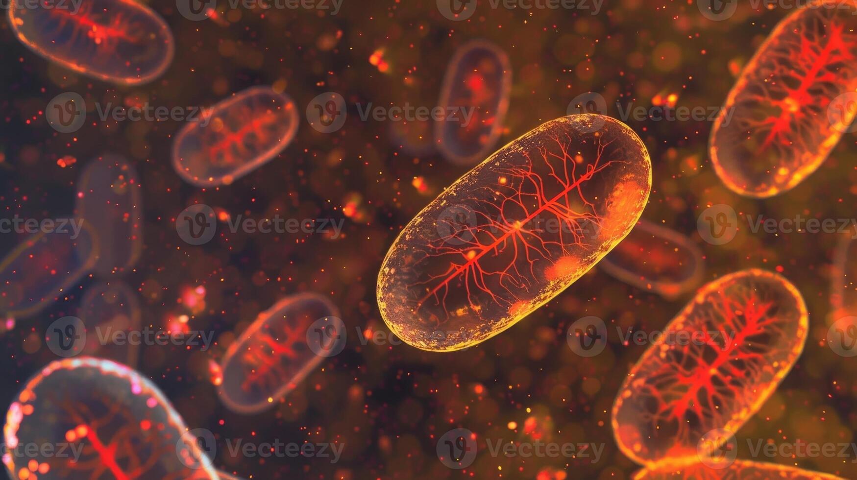 An infrared microscopy image of mitochondria capturing the heat signatures of these energyproducing organelles within the cell photo