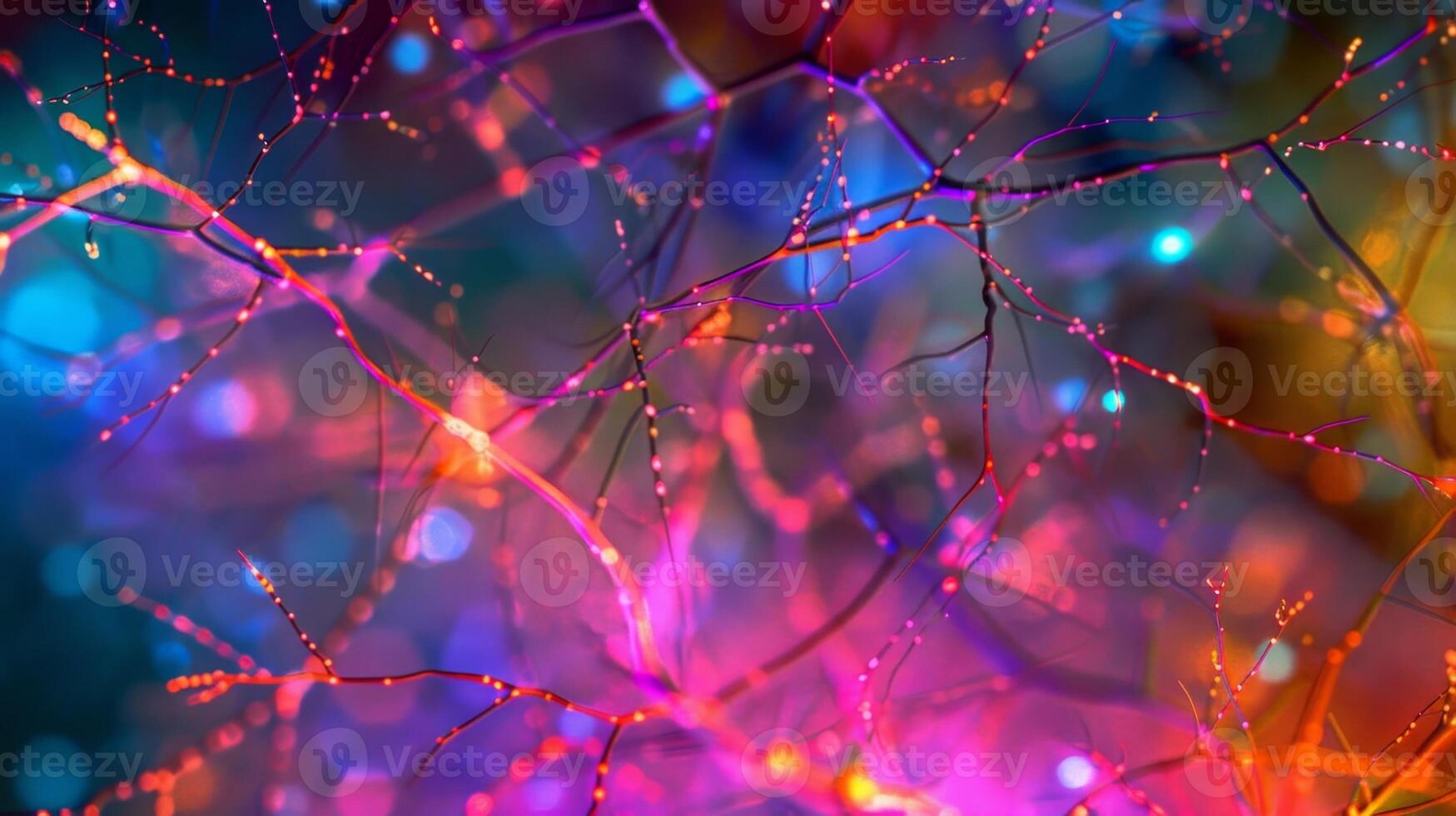 A vibrant image of myelinated axons in different shades representing their varying levels of electrical activity photo