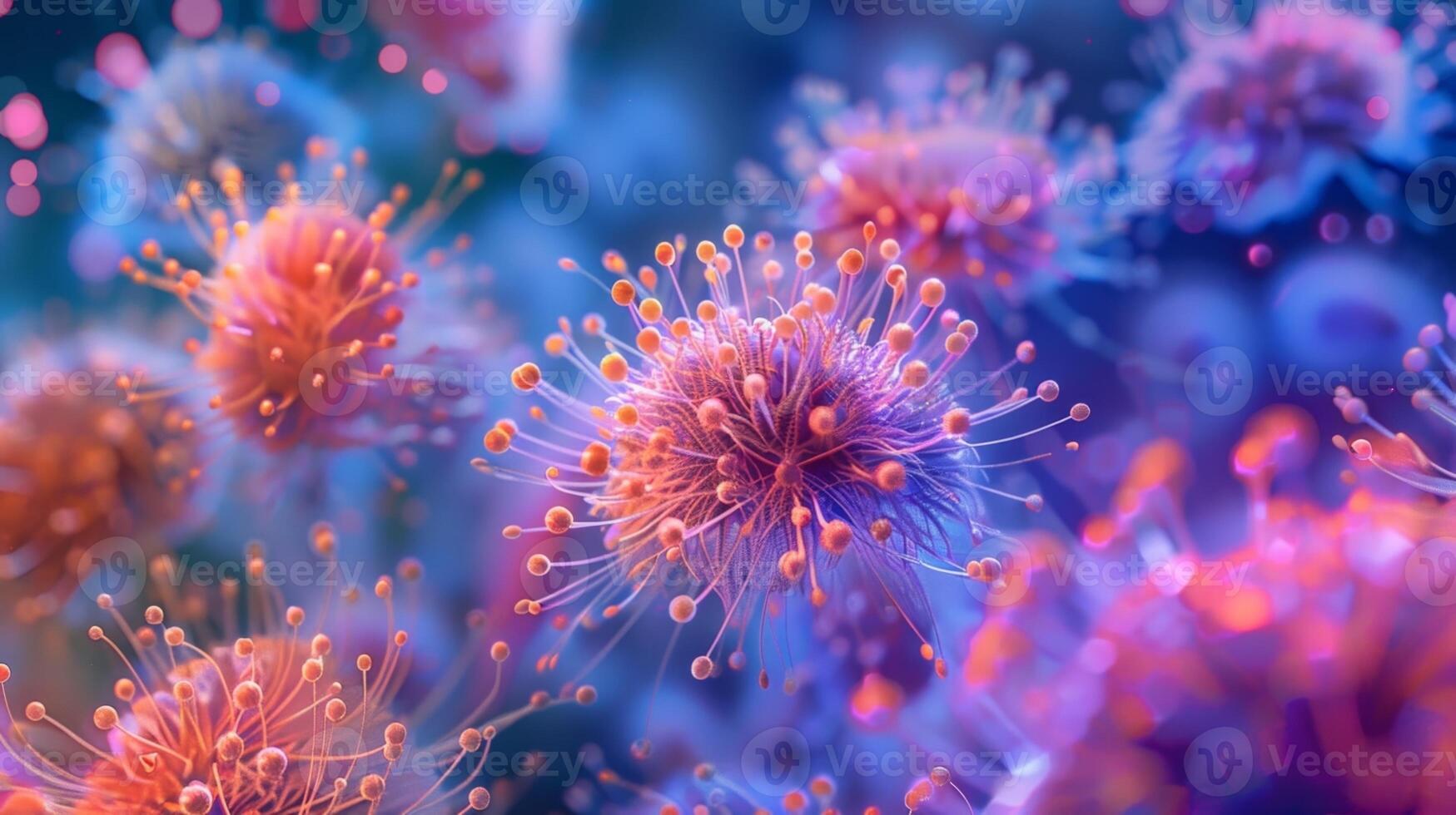 Multiple Tcell receptors ed together resembling a field of blooming flowers each one ready to detect a different antigen photo