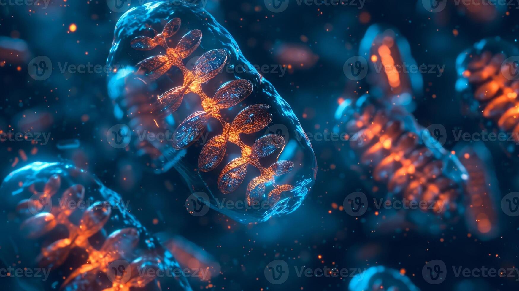 Overlapping images of mitochondria DNA strands showcasing the overlapping loop formation that allows for efficient replication photo