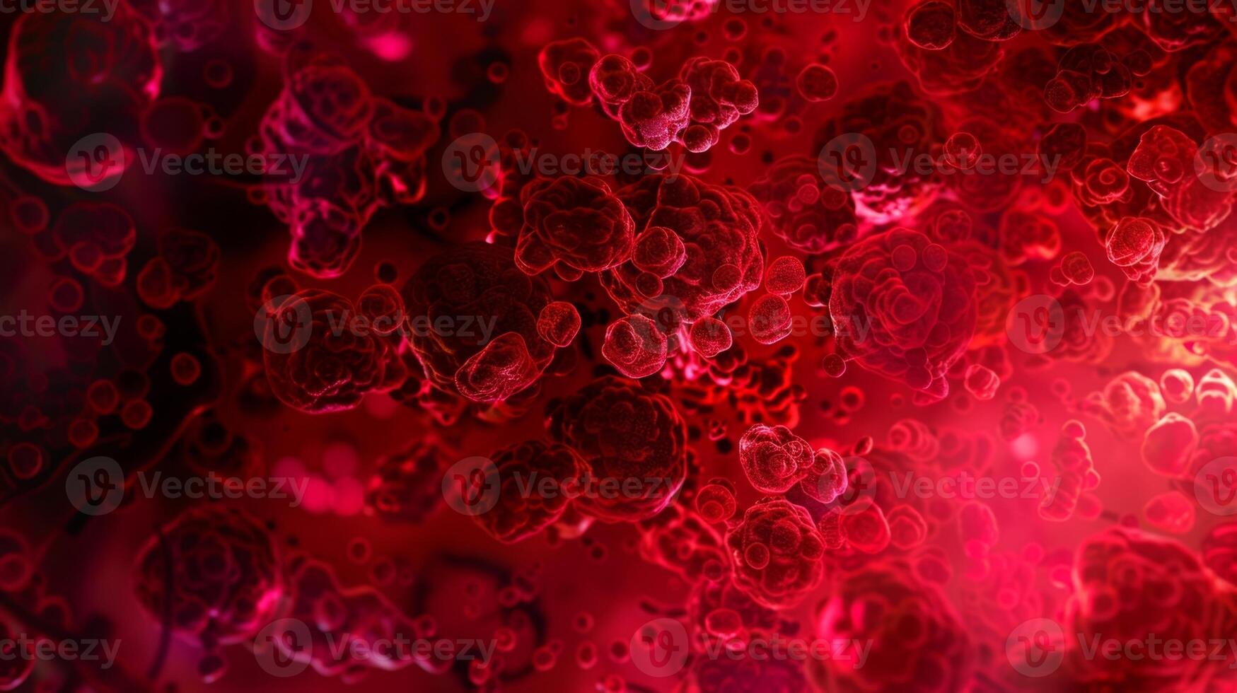 An upclose image of a single erythroblast showing the nucleus and darkstaining organelles responsible for producing hemoglobin photo
