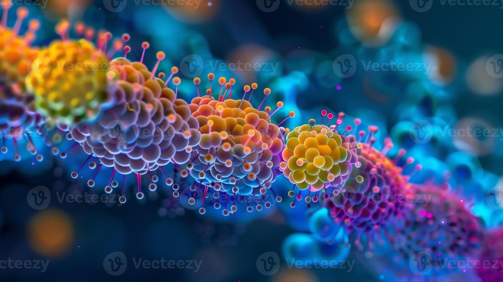 Magnified view of proton pumps working in tandem creating a gradient of protons across the membrane photo