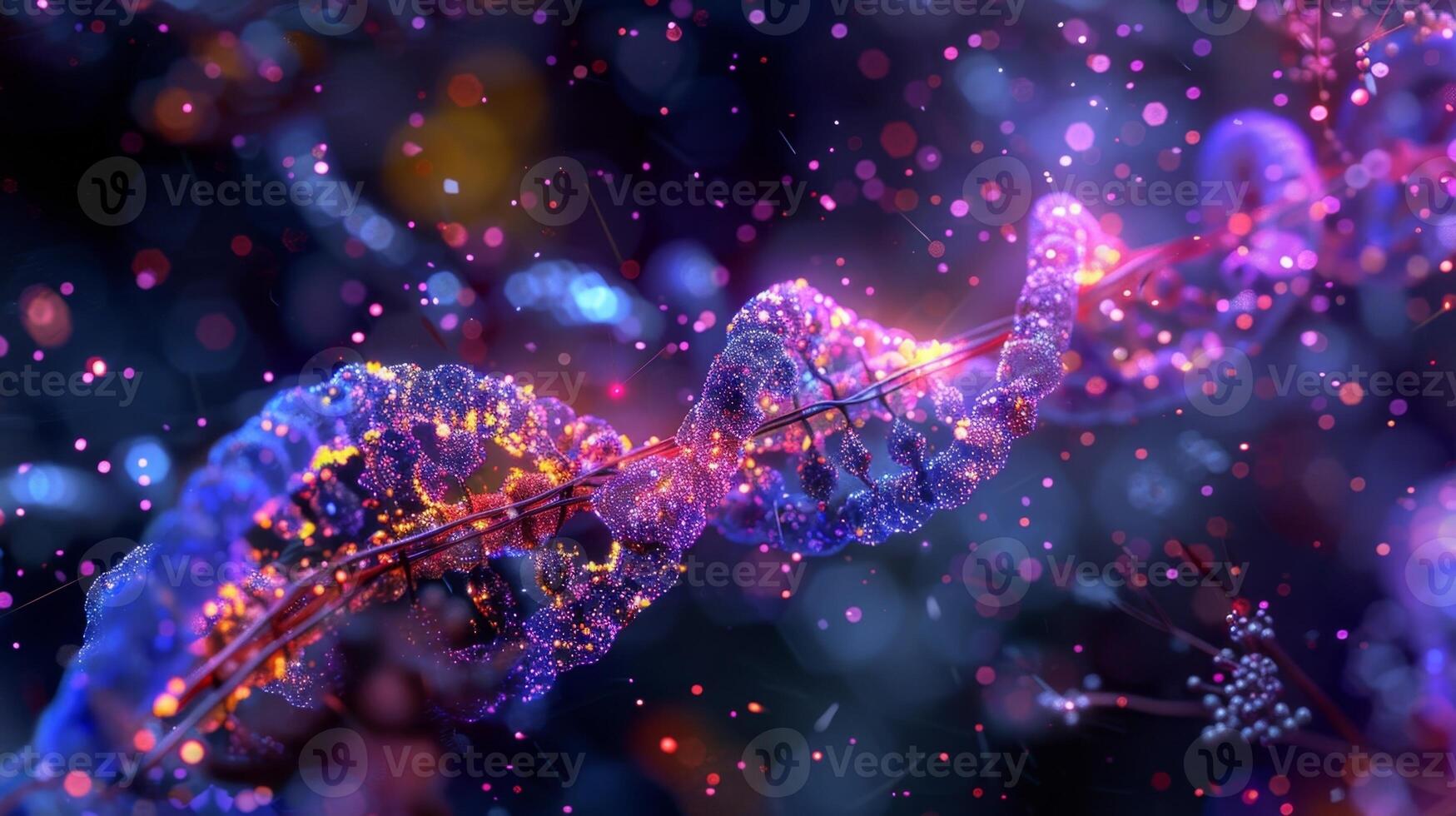 A micrograph showing the binding of transcription factors to a gene initiating gene expression photo