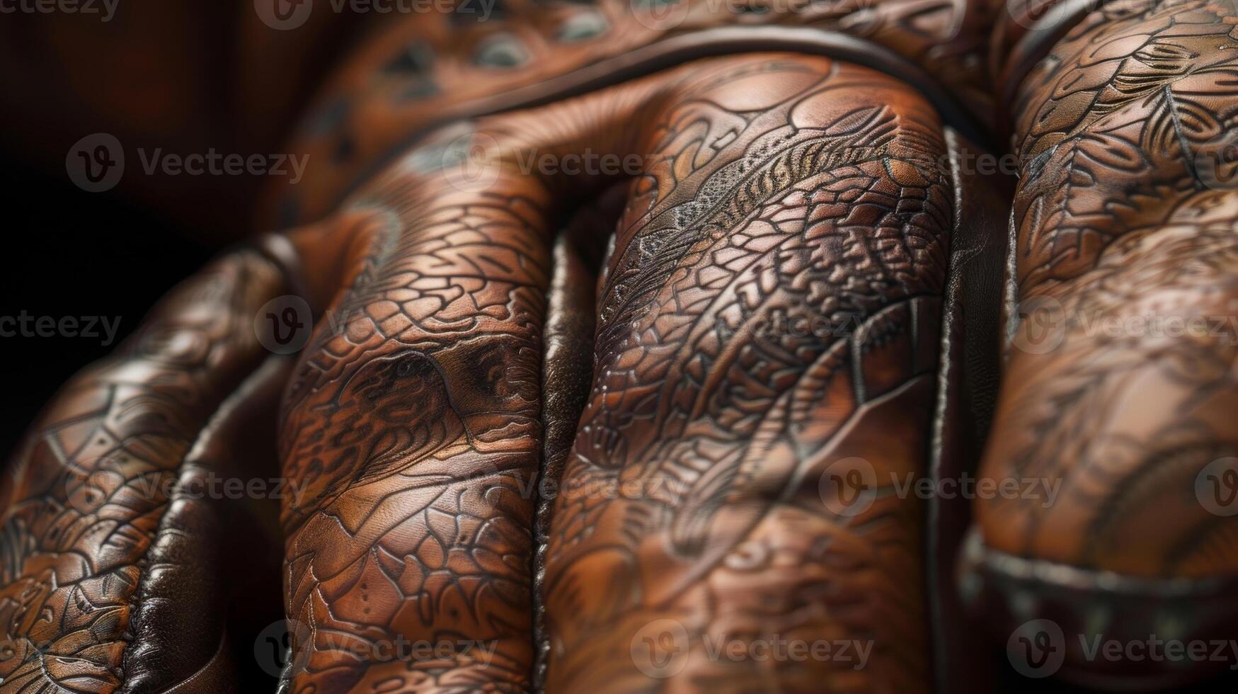 An extreme closeup of a single glove finger highlighting the fine intricate embossed details that enhance grip and control photo