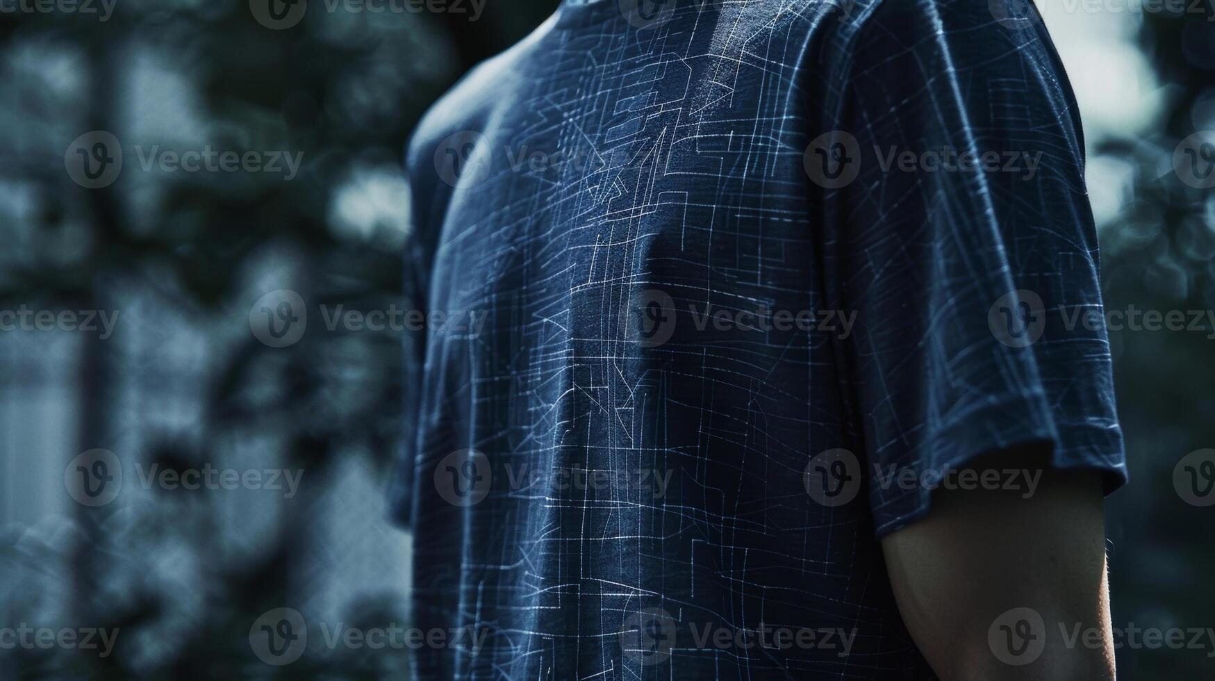 Delicate crosshatching lines cover this combed cotton tee adding depth and dimension to its overall appearance photo