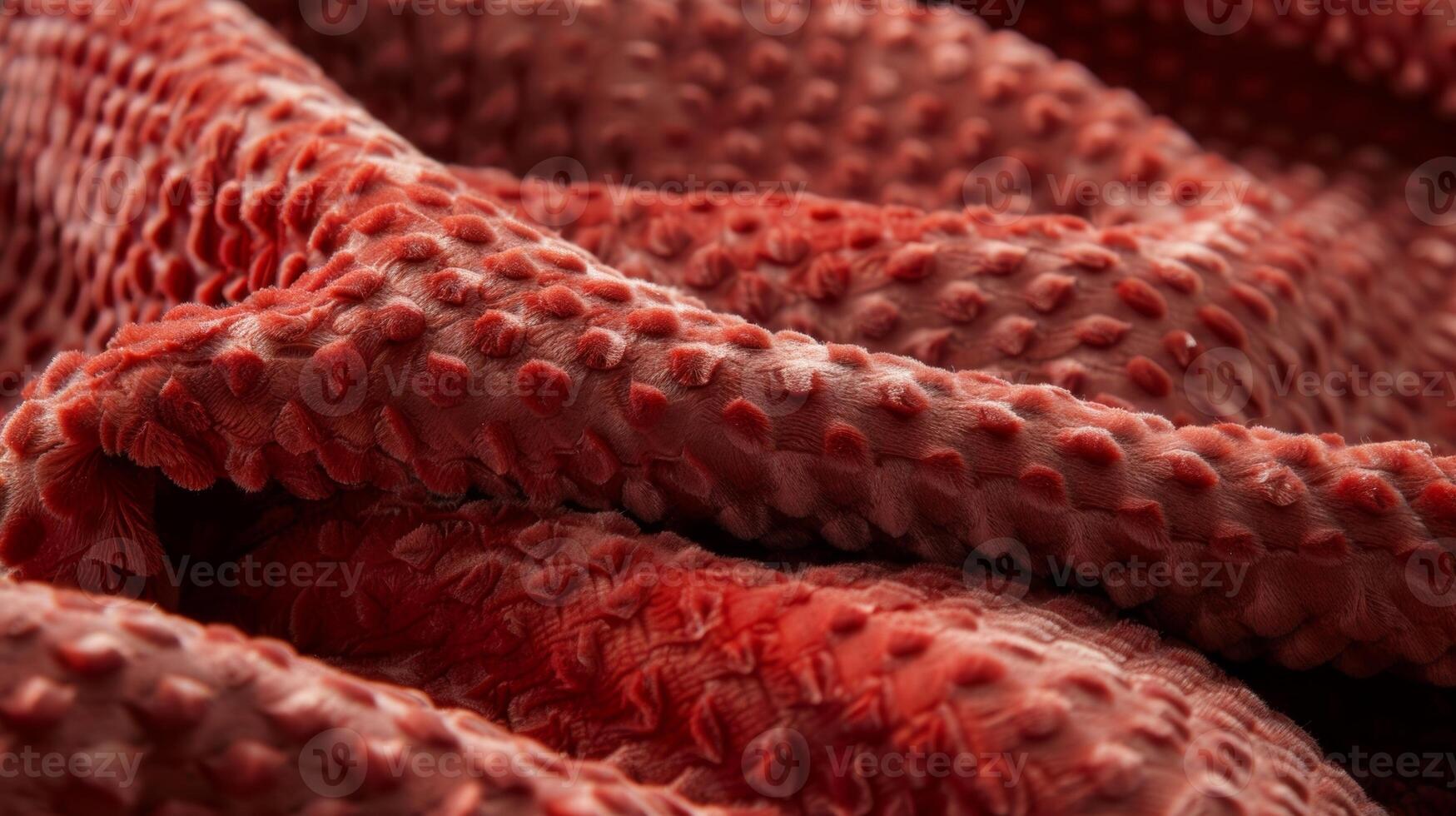 The warm velvety feel of a rustic red throw featuring tiny raised dots that add dimension to the already cozy texture photo