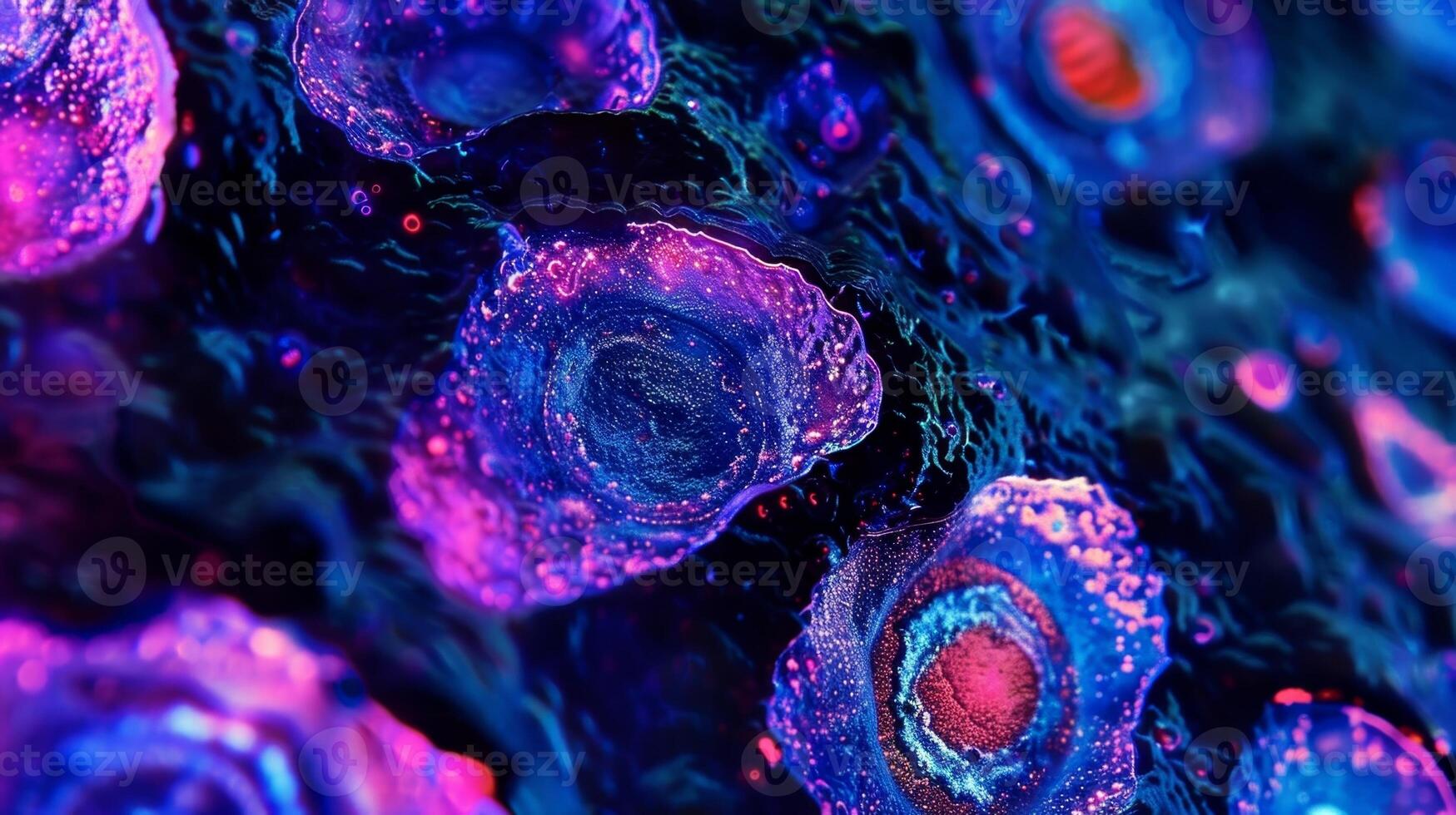 A slide image of thyroid cells stained with a special dye highlighting their rich granular content and active hormone synthesis photo
