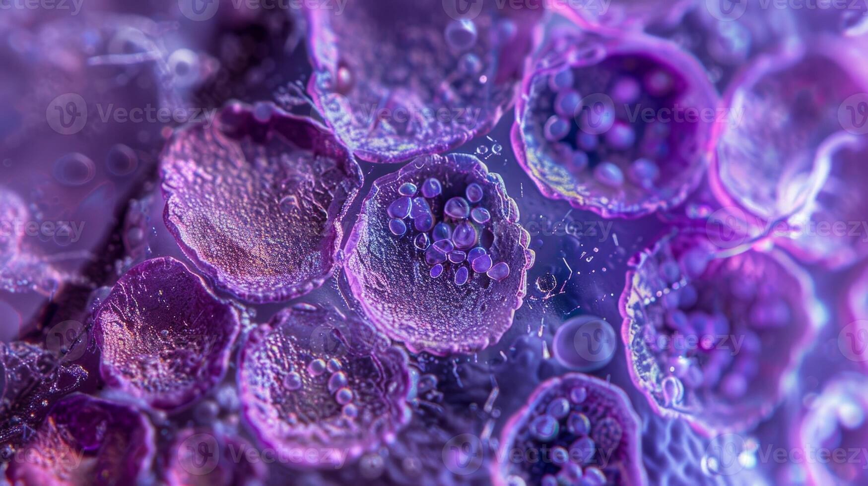 A microscopy image of a thyroid follicle showing the unique shape of thyroid cells resembling tiny sacs filled with hormoneproducing machinery photo