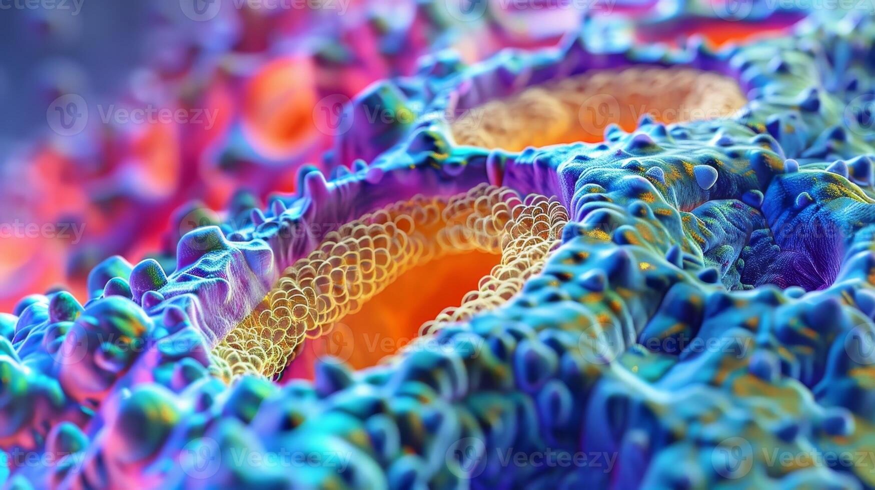 A threedimensional model of a nuclear pore showing its size and location within the nuclear envelope photo