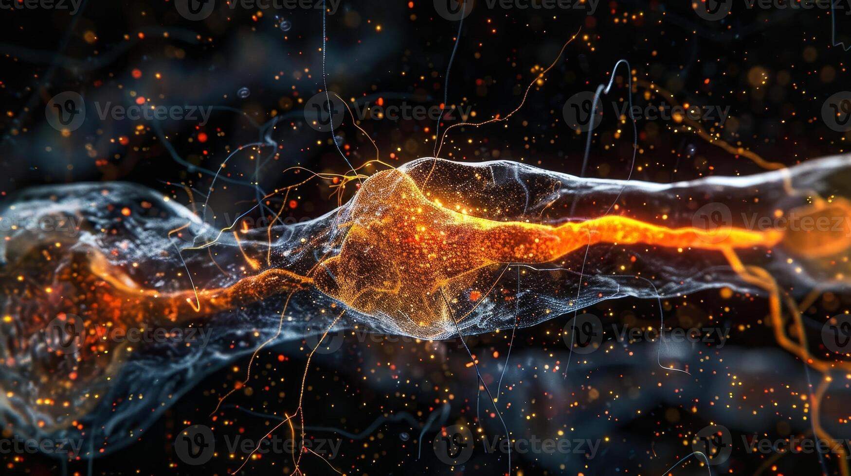 Highresolution image of the synaptic cleft showing the delicate balance of excitatory and inhibitory neurotransmitters photo